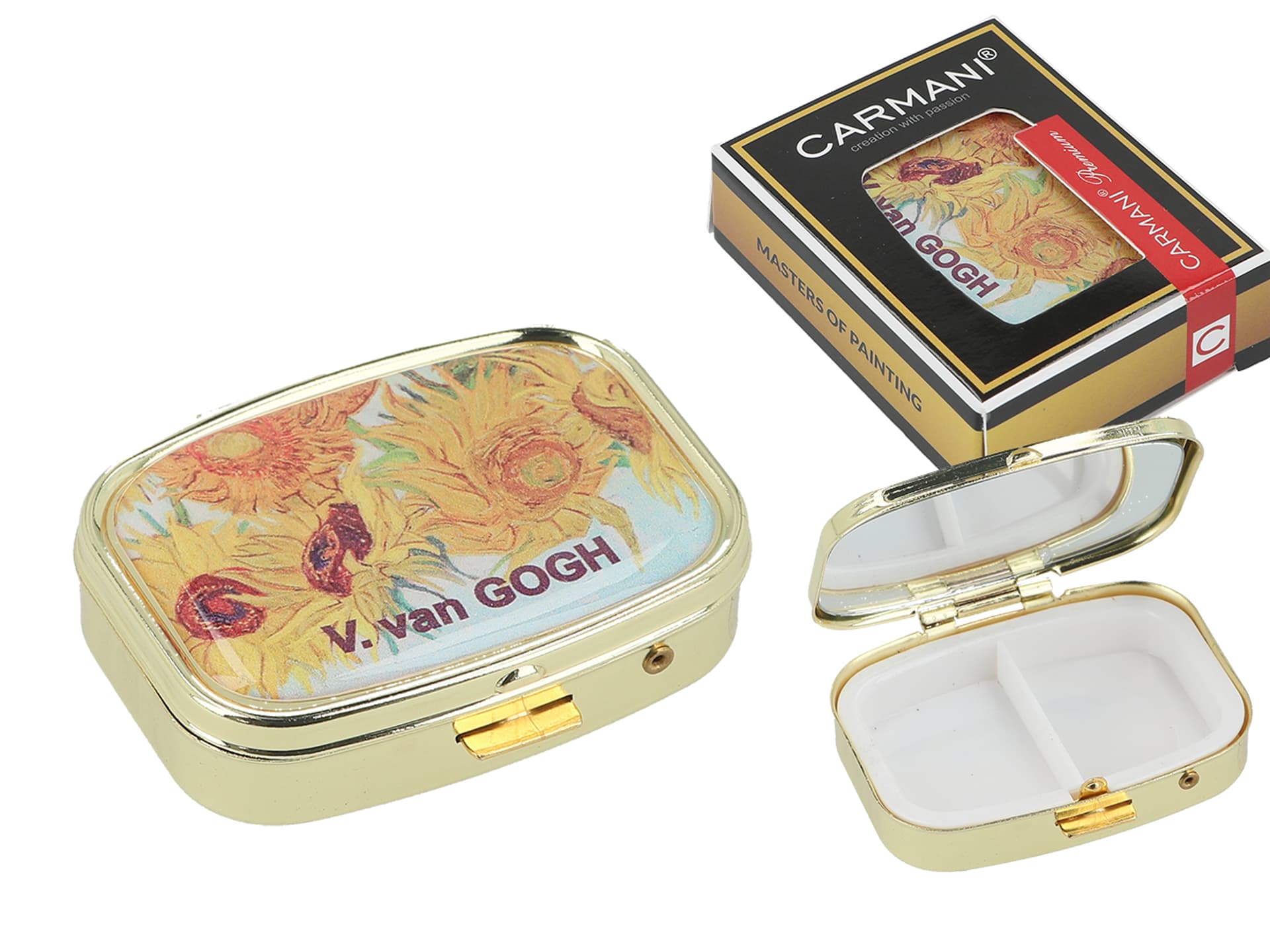 

Puzderko na tabletki, prostokątne z lusterkiem - V. van Gogh, Słoneczniki (CARMANI)