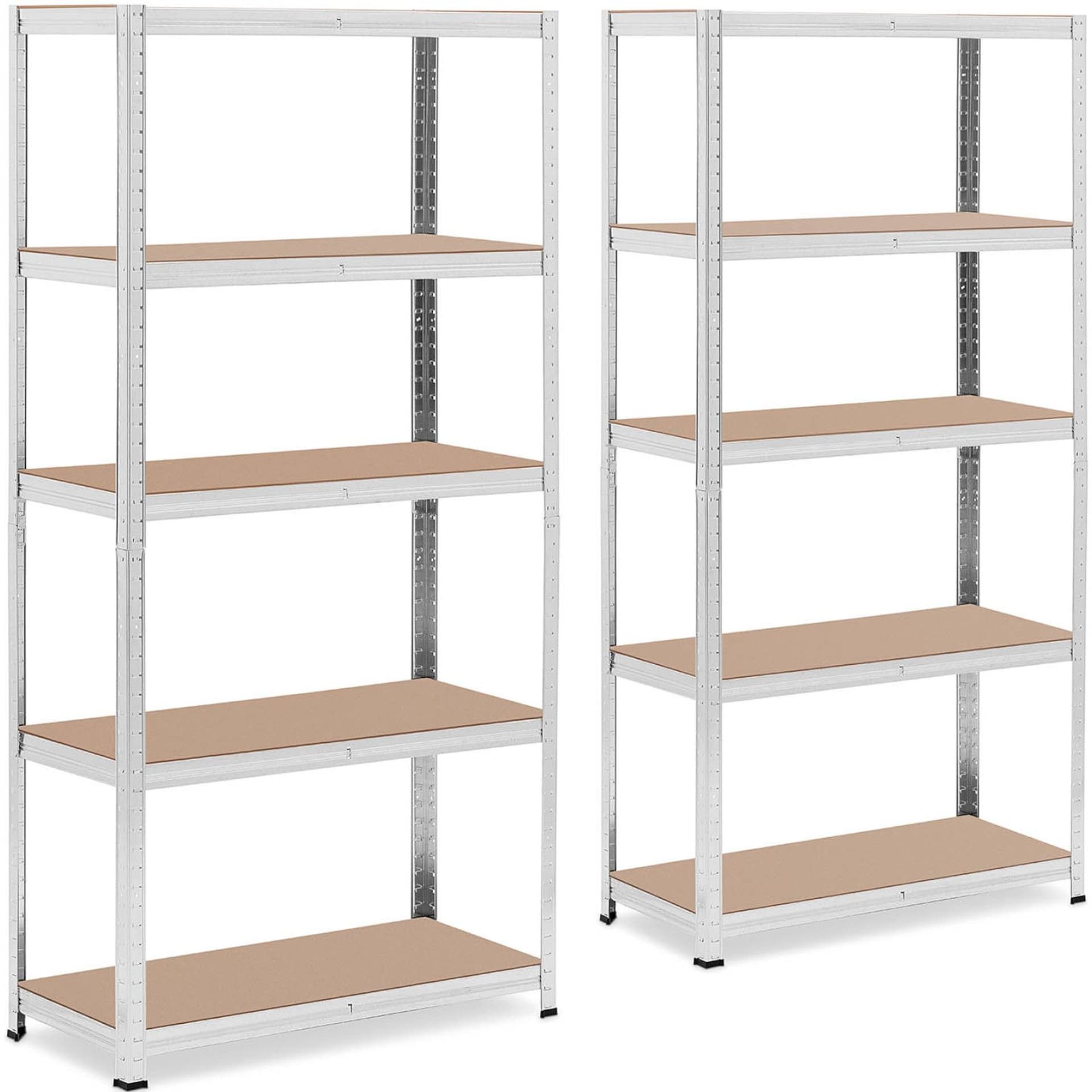 

Regał magazynowy metalowy 5 półek 875 kg 90 x 40 x 180 cm szary 2 szt.