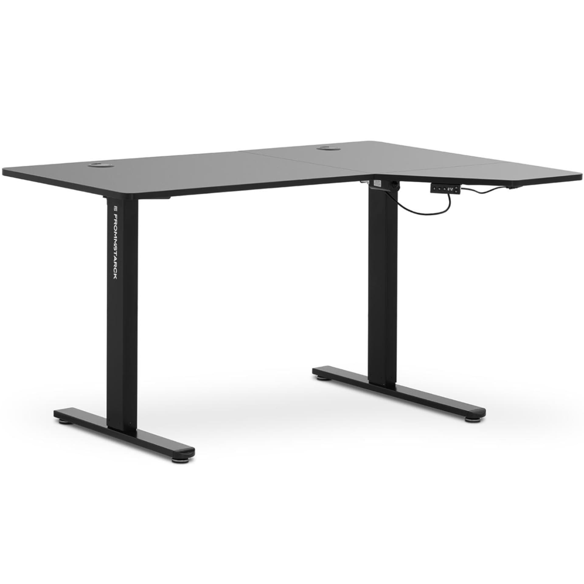 

Biurko narożne z regulacją wysokości elektryczne 140 x 90 cm wys. 720 - 1200 mm czarne