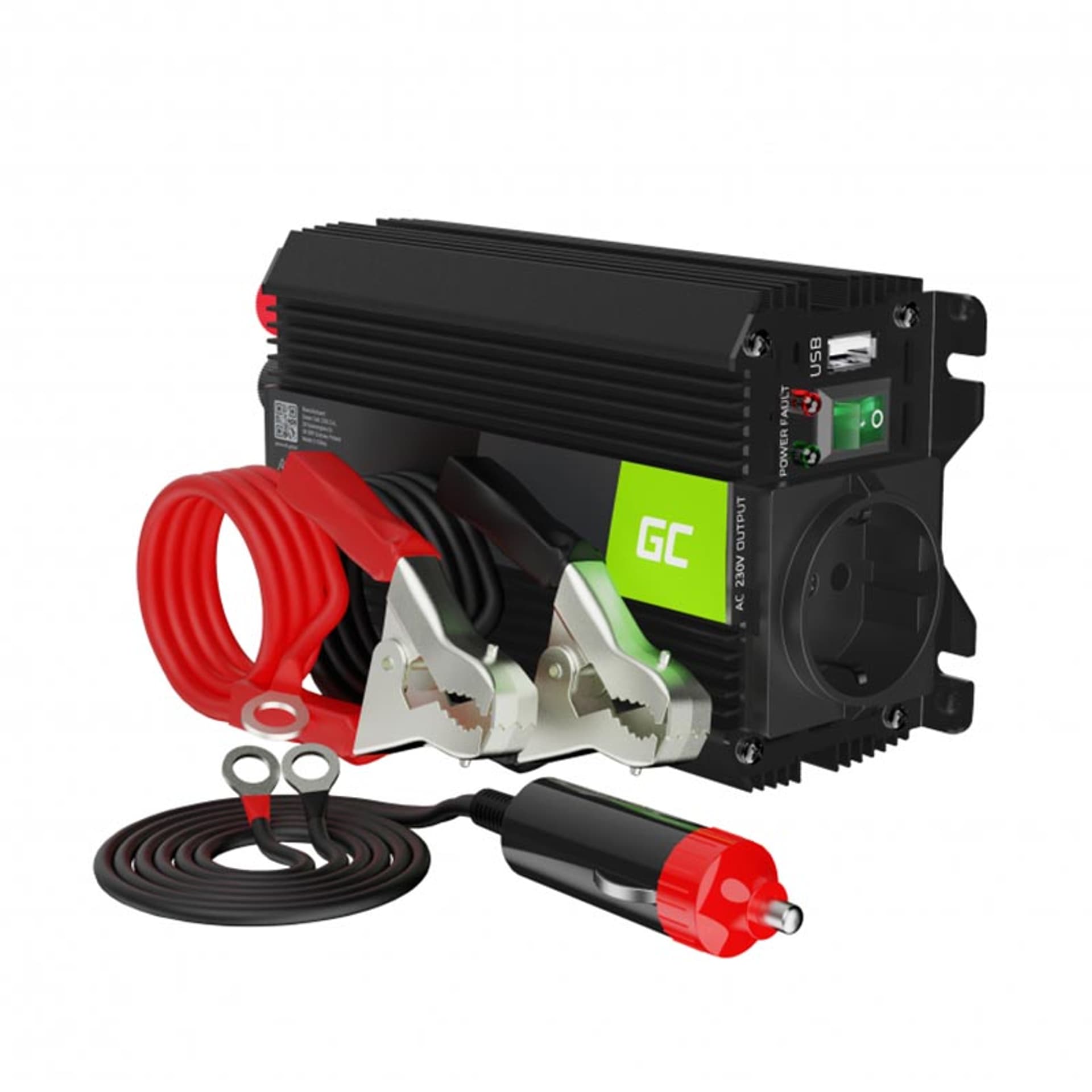 

PRZETWORNICA NAPIĘCIA INWERTER Green Cell PRO 12V -> 230V 300W/600W MODYFIKOWANA SINUSOIDA INVGC01