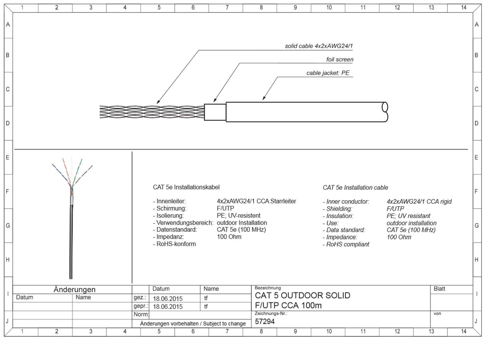 

Skrętka CAT5e F/UTP PE AWG 24/1 Goobay 100m