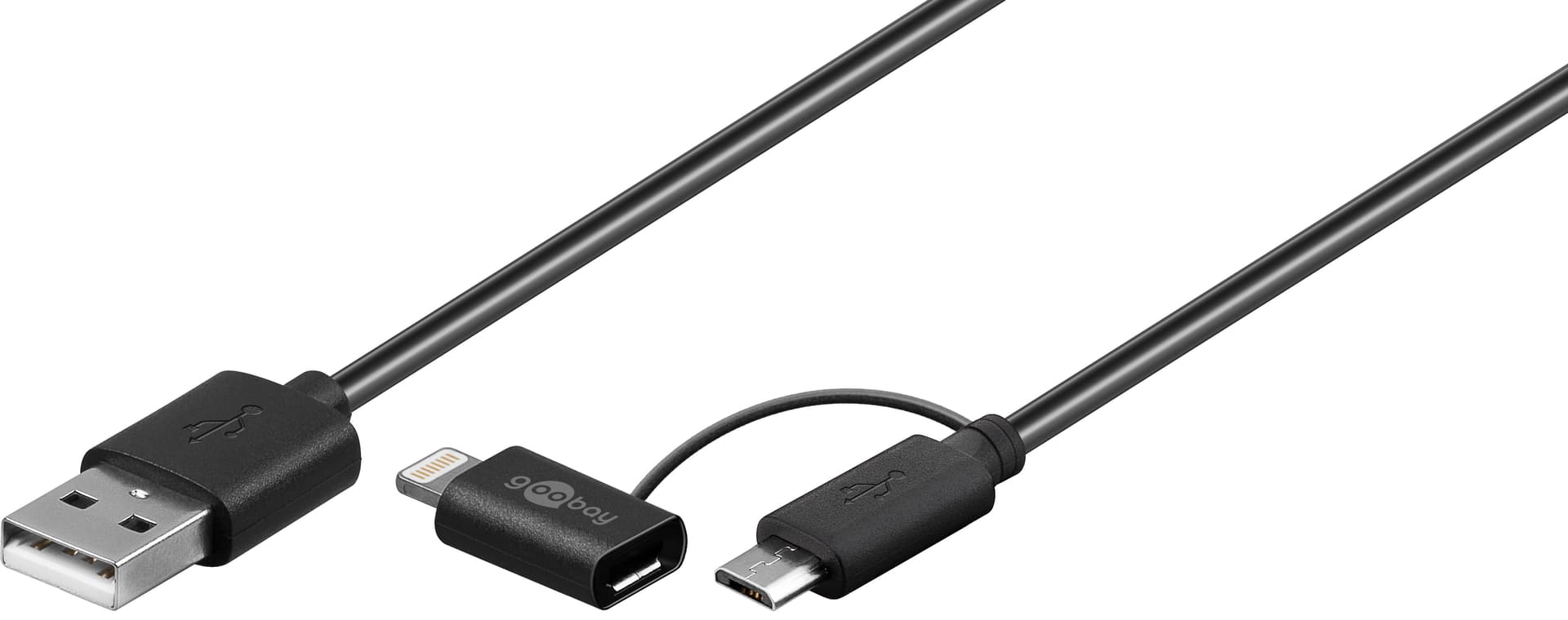 

Kabel USB - microUSB + Apple Lightning Goobay 1m