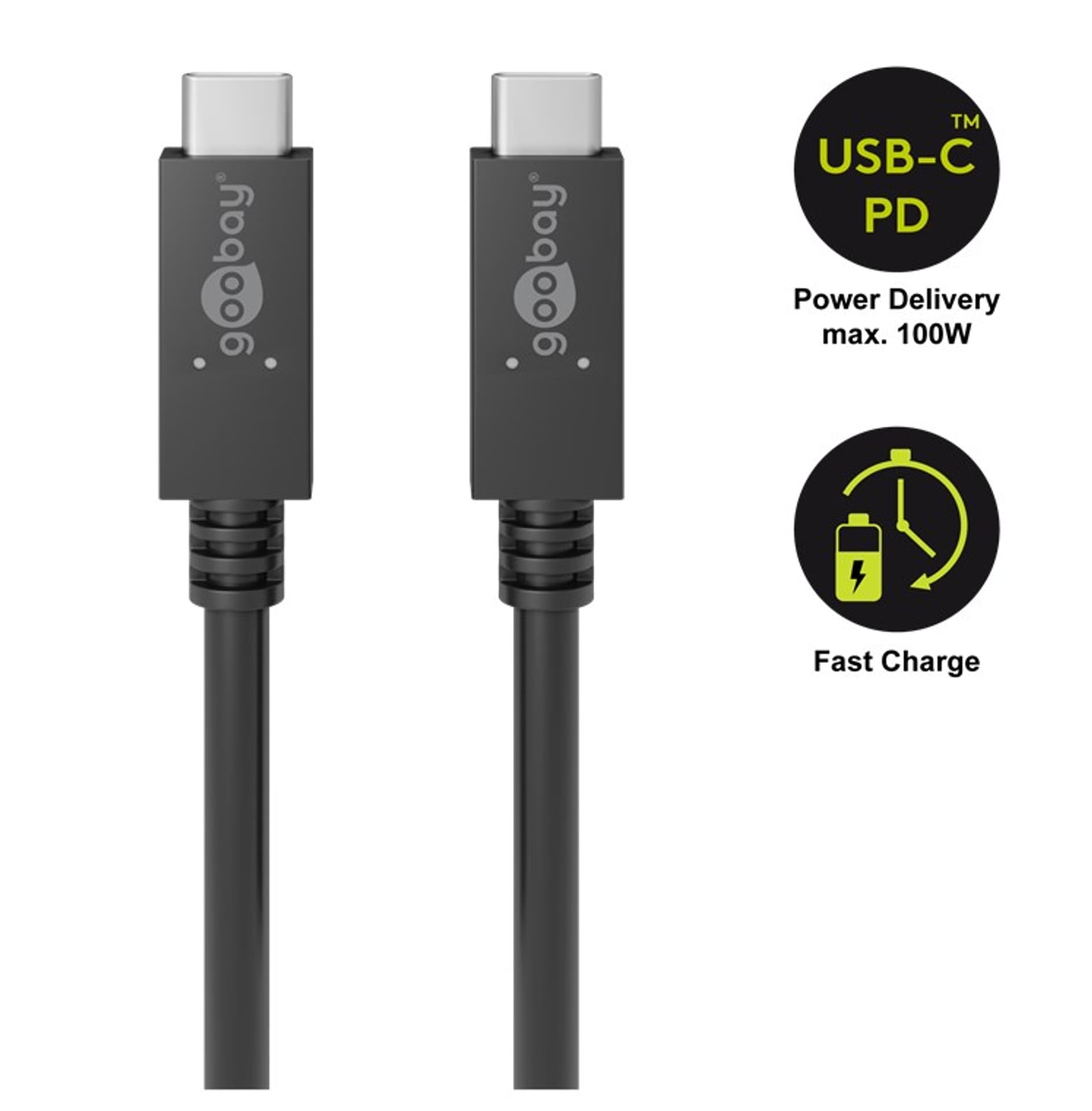 

Kabel USB-C 3.2 Gen2x2 100W 20Gb/s PD Goobay 0,5m