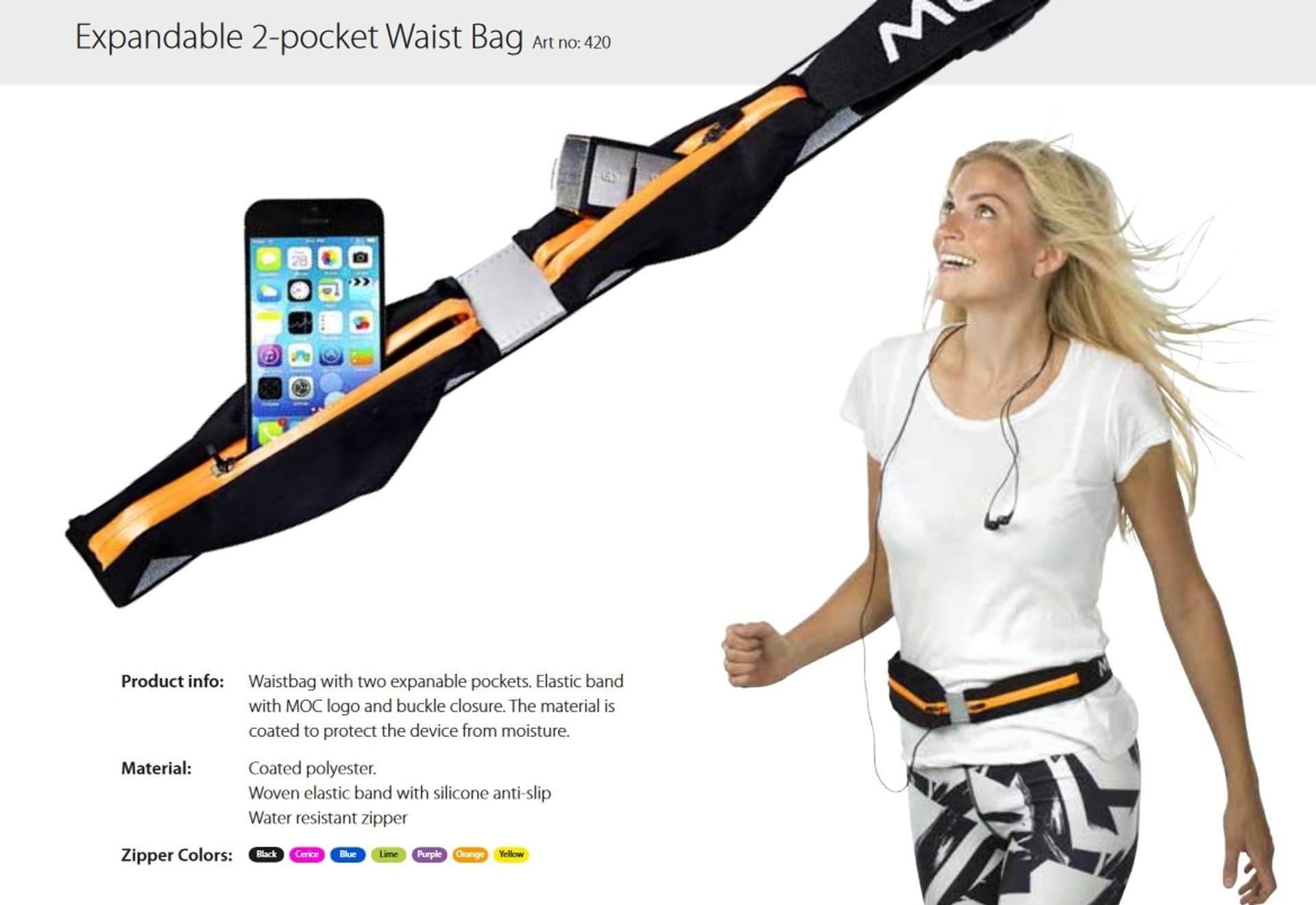 

Expandable Waist Bag pink Sportowa saszetka Tel.