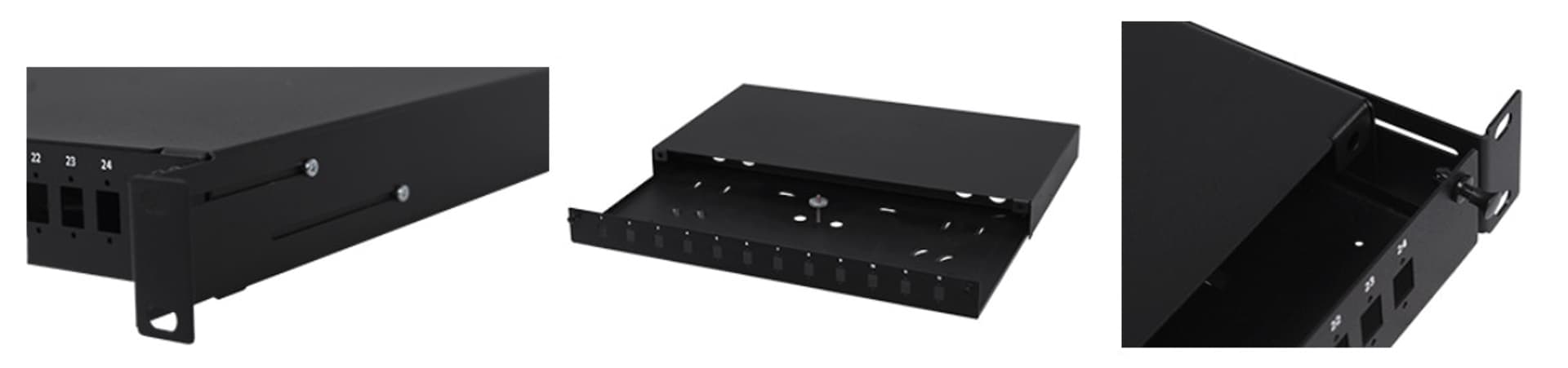 

Przełącznica 19" 1U 24xSC Simplex Czarna stała