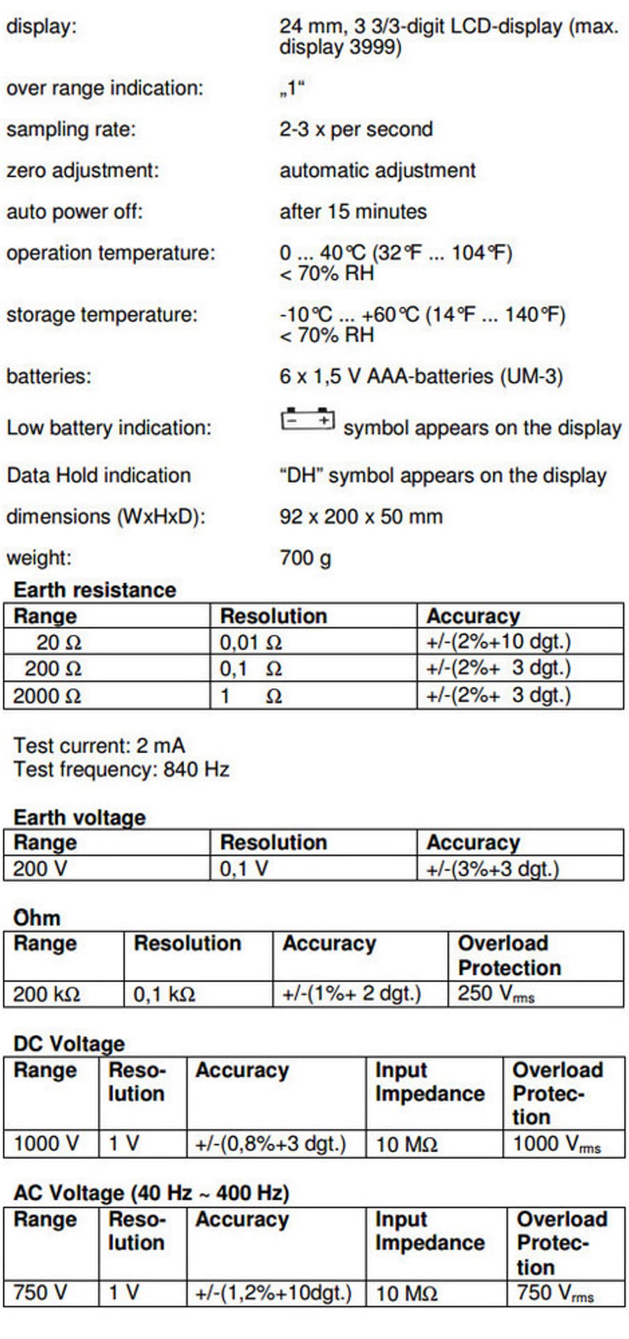 

Cyfrowy Tester uziemienia i oporu PeakTech 2700