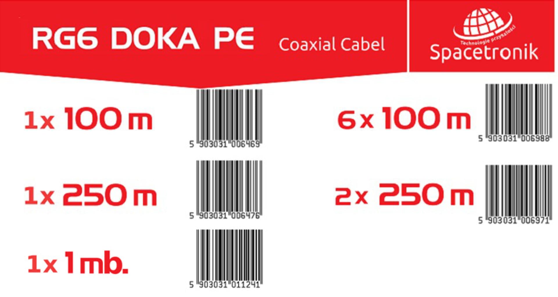 

Kabel RG6 Spacetronik DOKA PE 4K Trishield 1mb