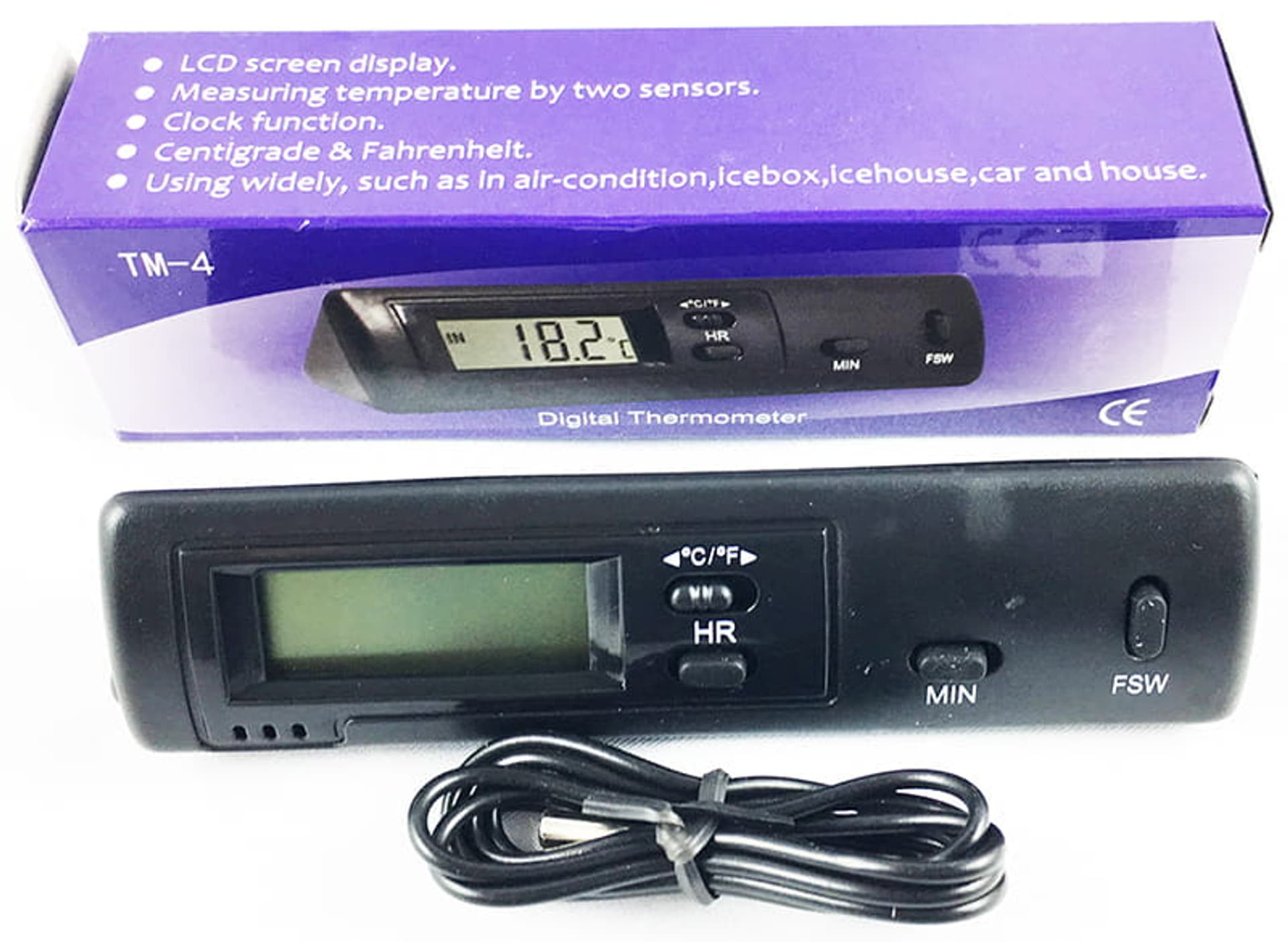 

Zegar i termometr samochodowy z wyświetlaczem LCD