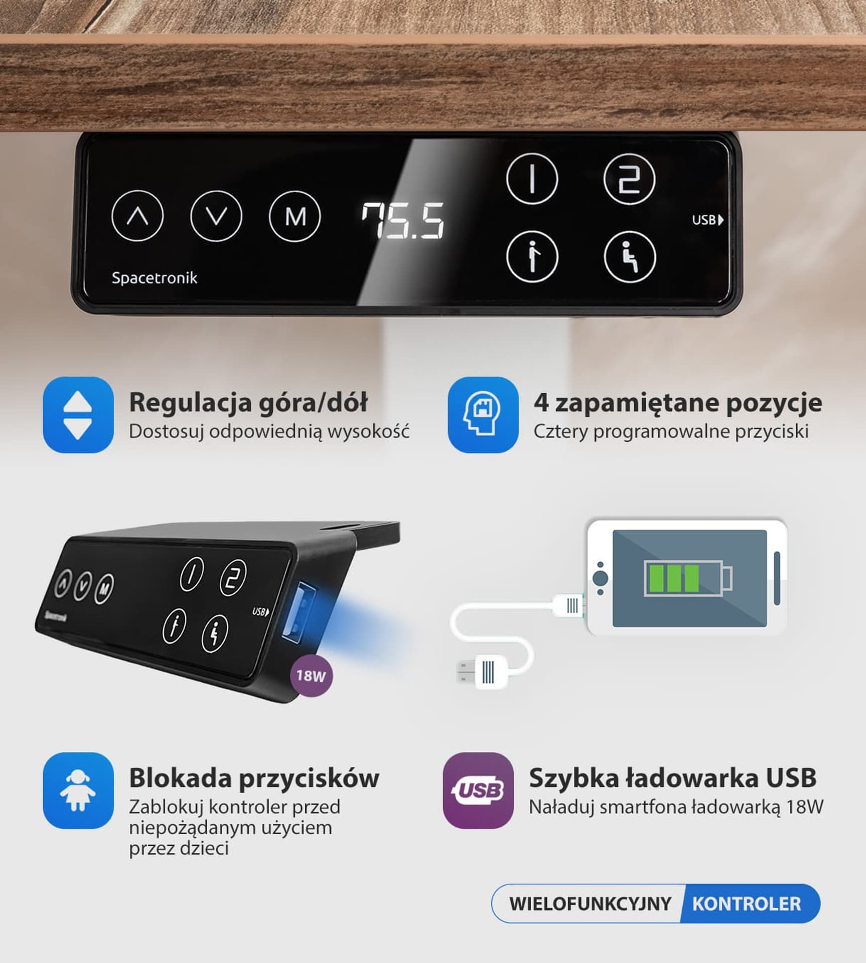 

Elektryczny stelaż biurkowy Spacetronik SPE-131B
