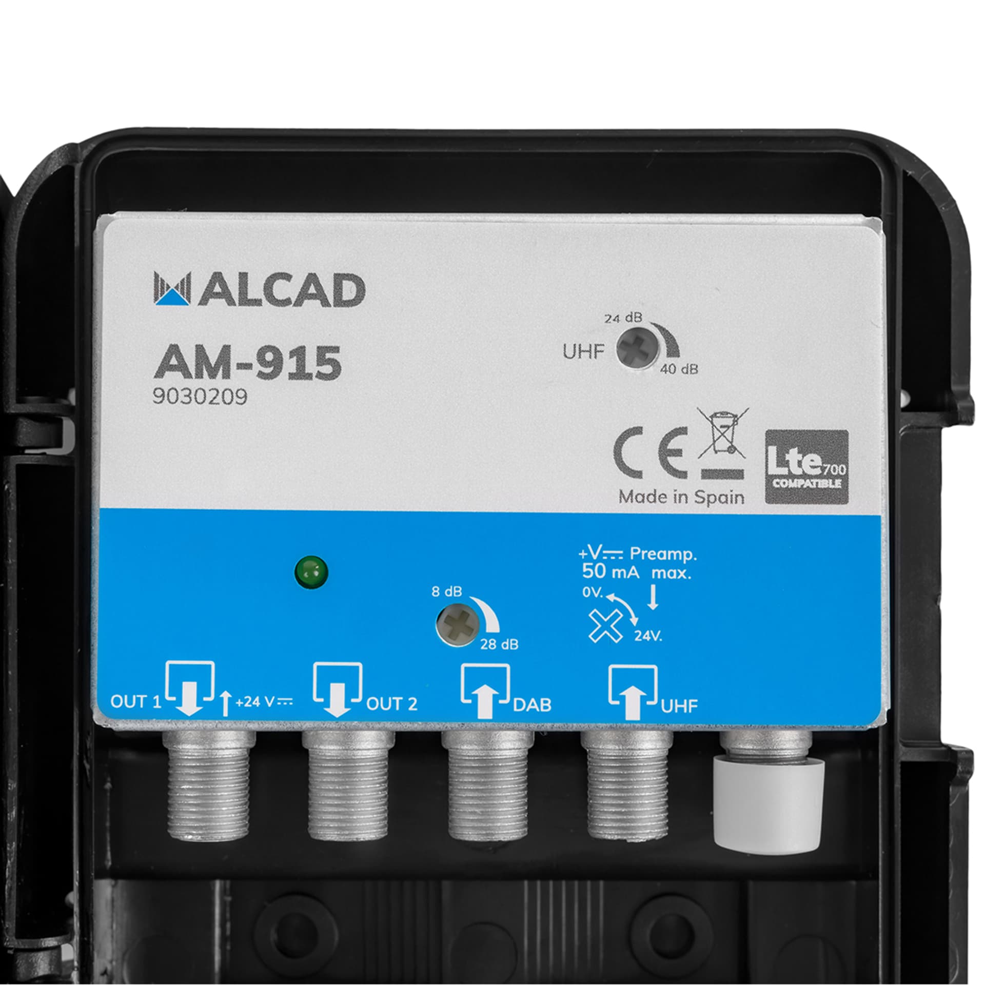 

Alcad Wzmacniacz Masztowy AM-915 24V 40dB UHF+VHF
