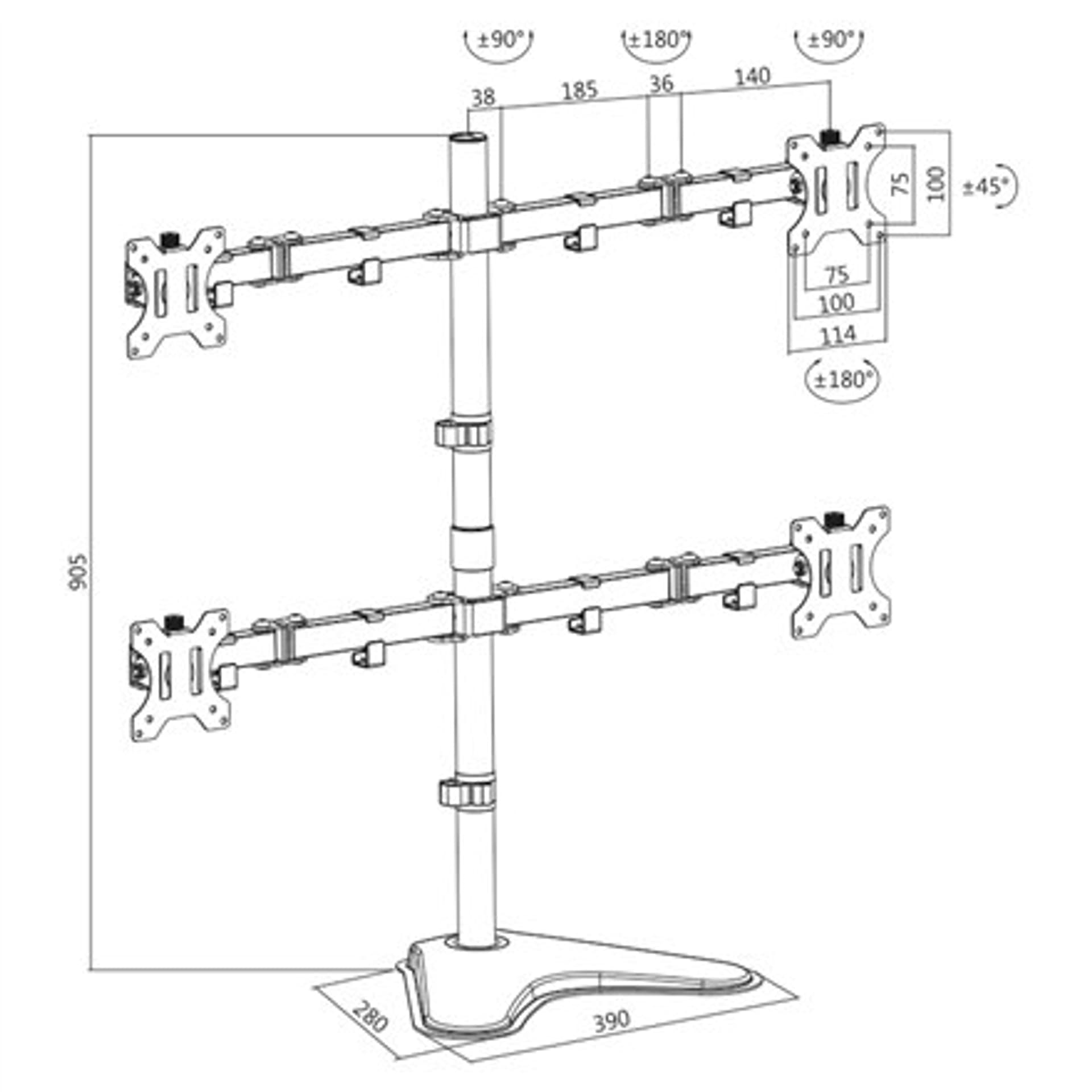 

Logilink BP0046 Quad Monitor Desk Stand 13"-32" Logilink Desk Mount, BP0046, 13-32 ", Maksymalna waga (pojemność) Udźwig każdego, Pojemność) udźwig każdeg