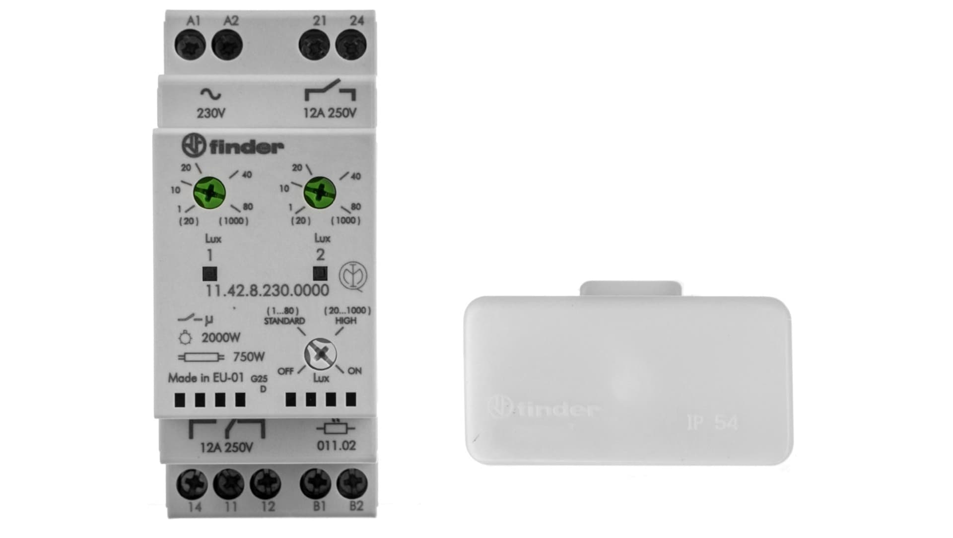 

Wyłącznik zmierzchowy 1P 1Z 12A 230V AC niezależne wyjścia i dwie nastawy 1-80lx 11.42.8.230.0000