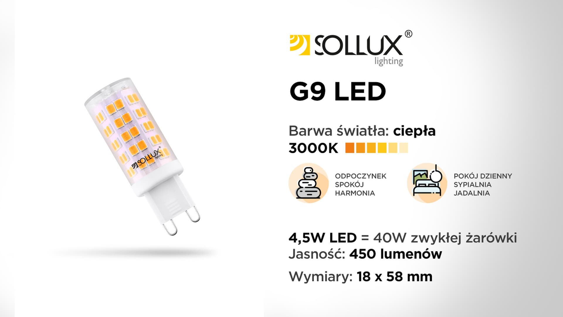 

Żarówka LED G9 3000K 4,5W 450lm