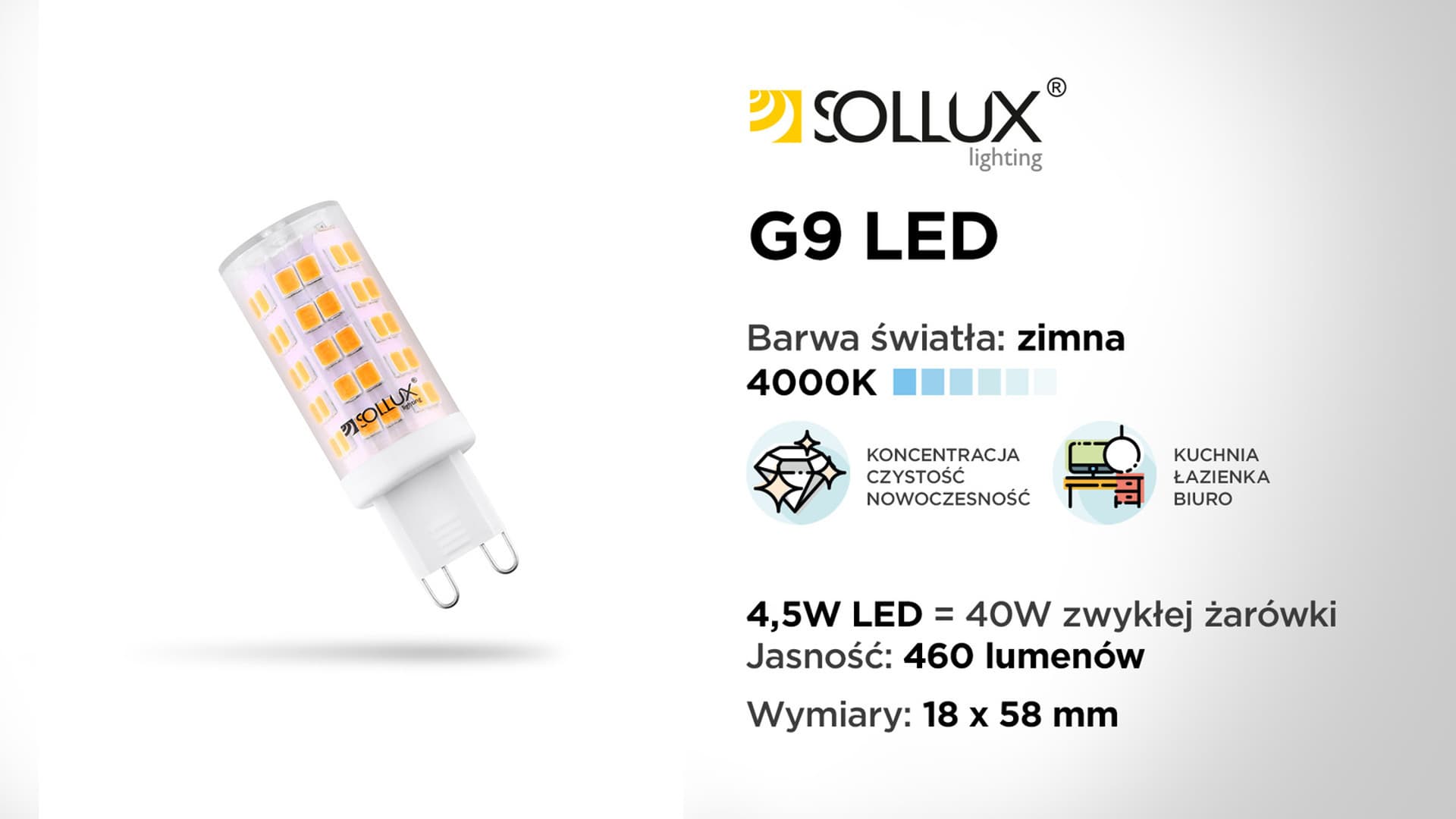 

Żarówka LED G9 4000K 4,5W 460lm