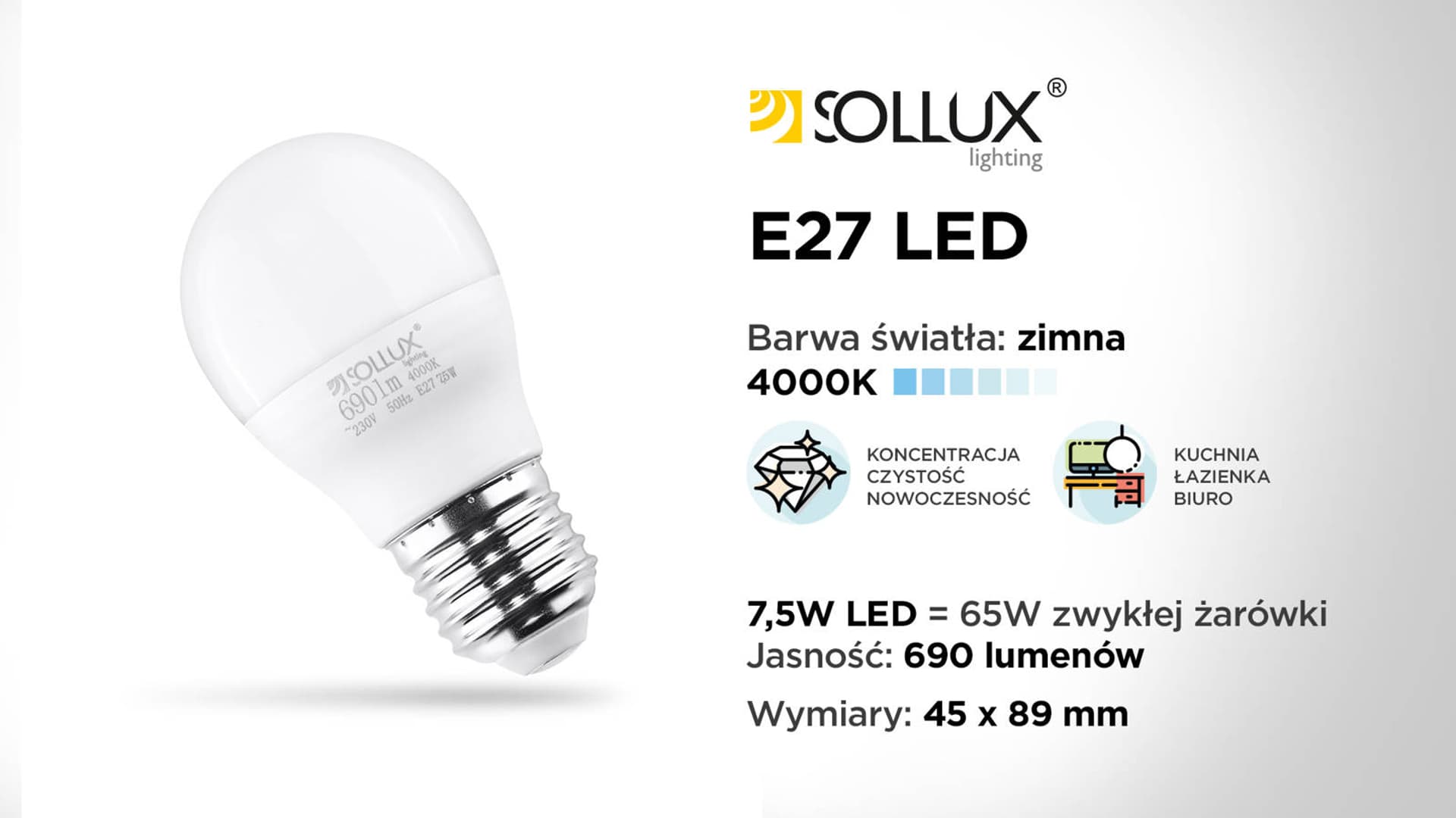 

Żarówka LED E27 4000K 7,5W 690lm