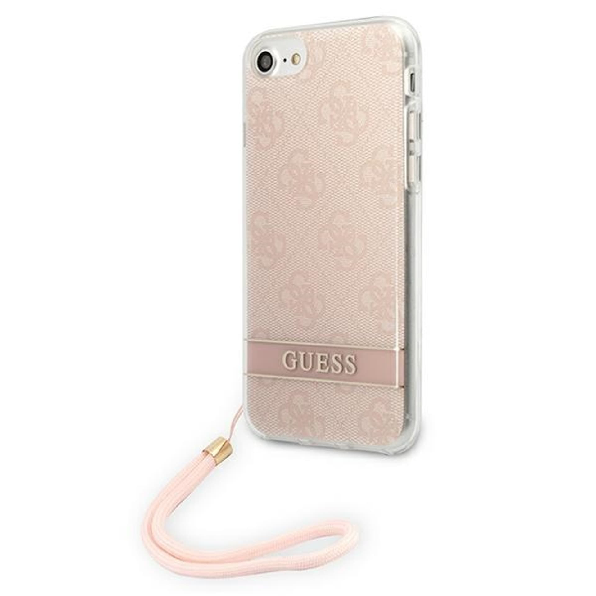

Guess 4G Print Cord - Etui ze smyczką iPhone SE 2022 / SE 2020 / 8 / 7 (Pink)