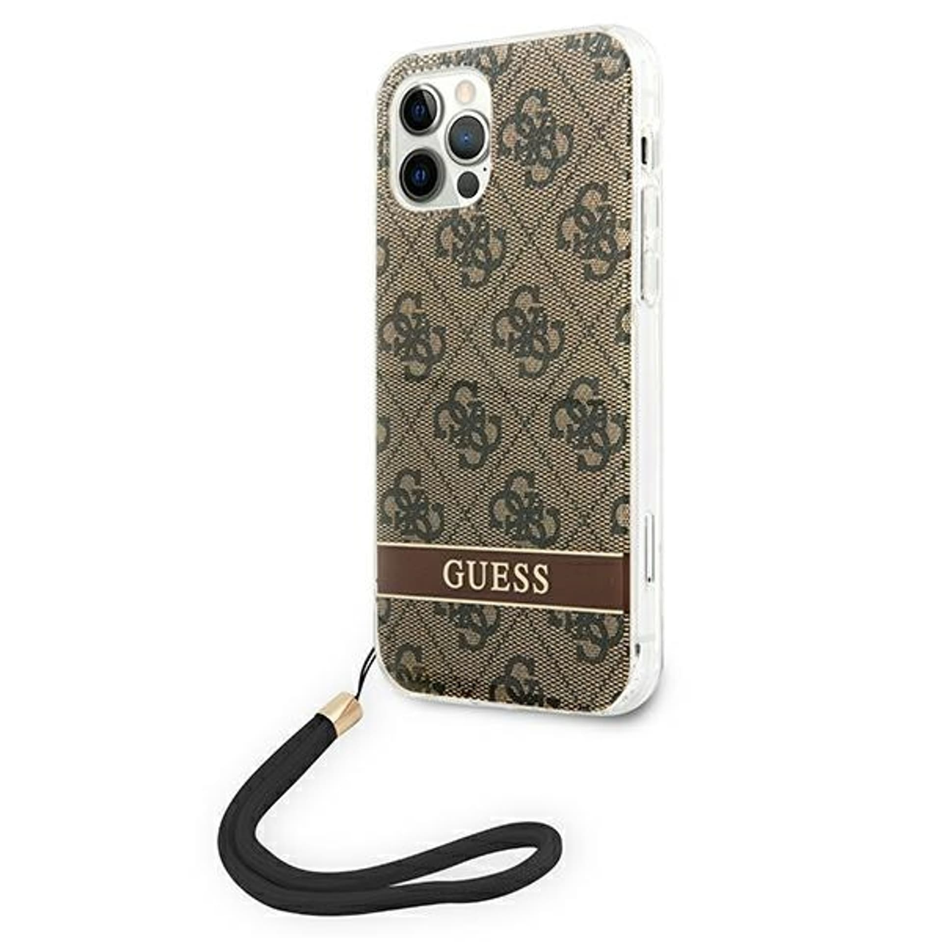 

Guess 4G Print Cord - Etui ze smyczką iPhone 12 Pro / iPhone 12 (Brown)