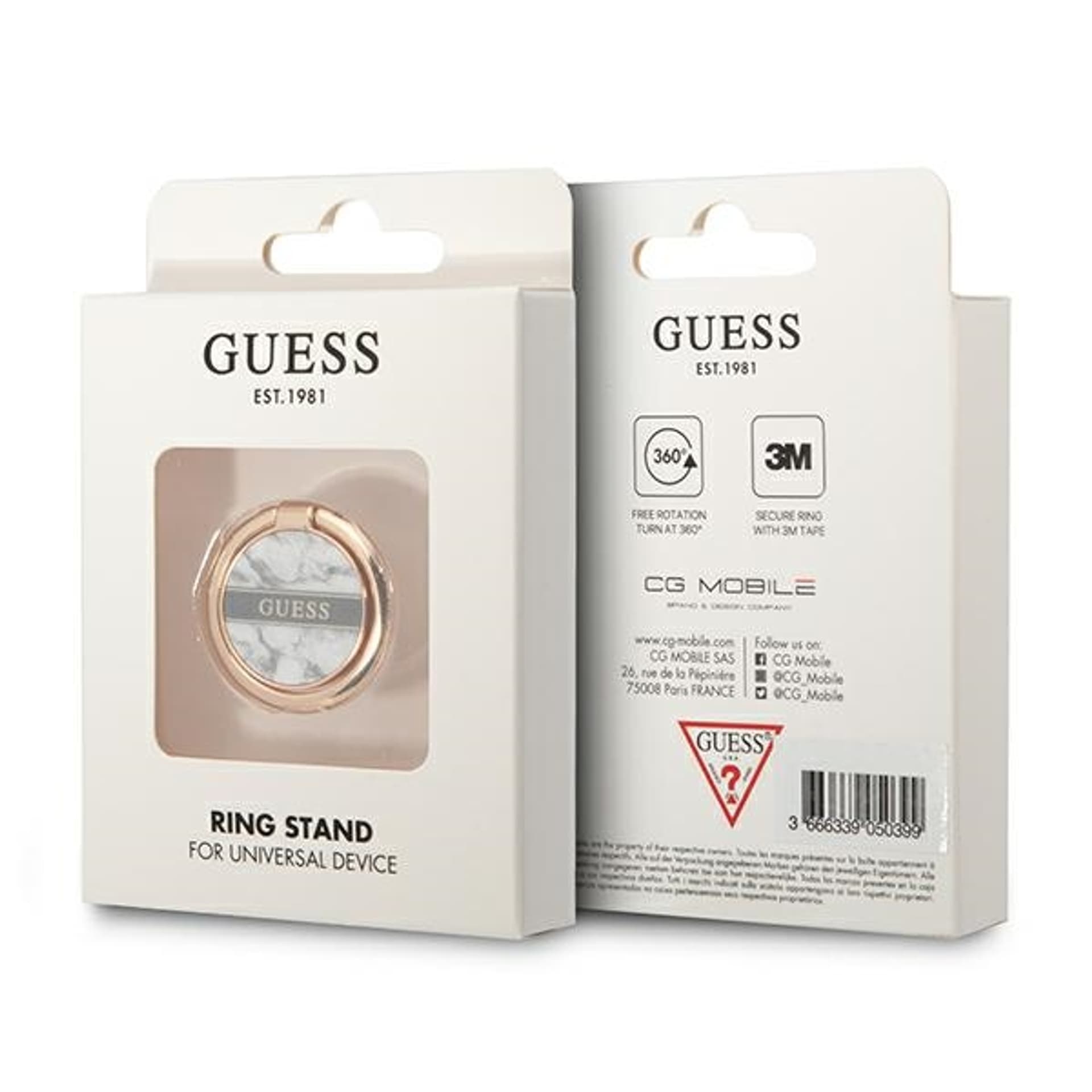 

Guess Ring Stand Marble - Magnetyczny uchwyt na palec do telefonu (White)