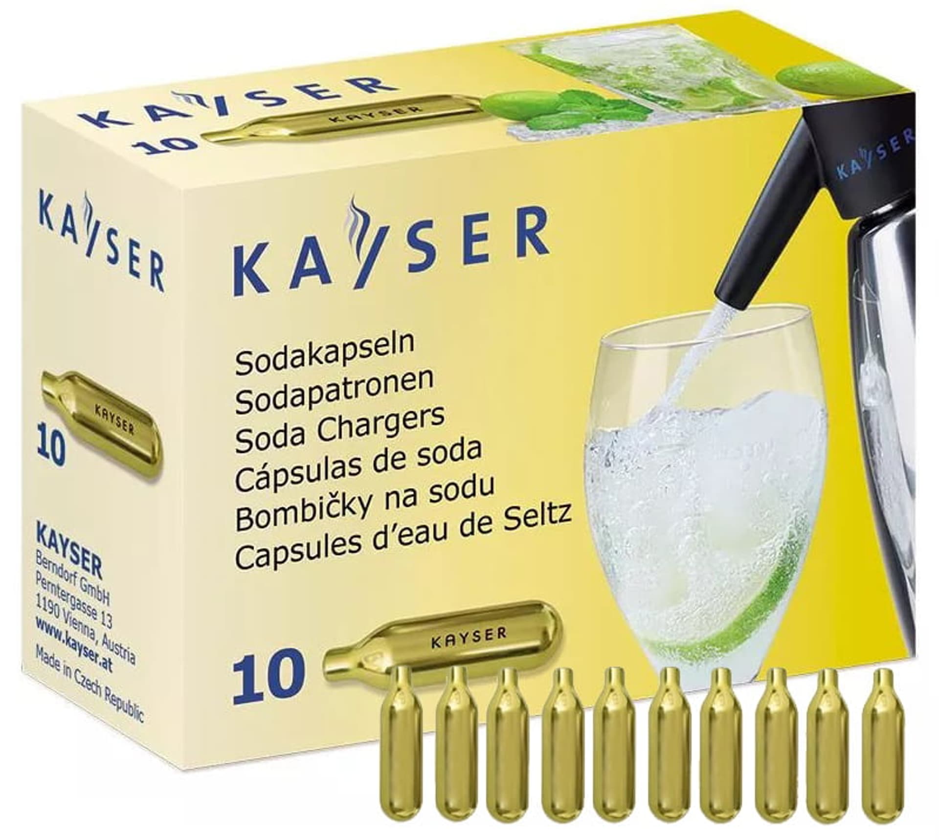 

Naboje CO2 Kayser do wody sodowej 10 sztuk KC02-10