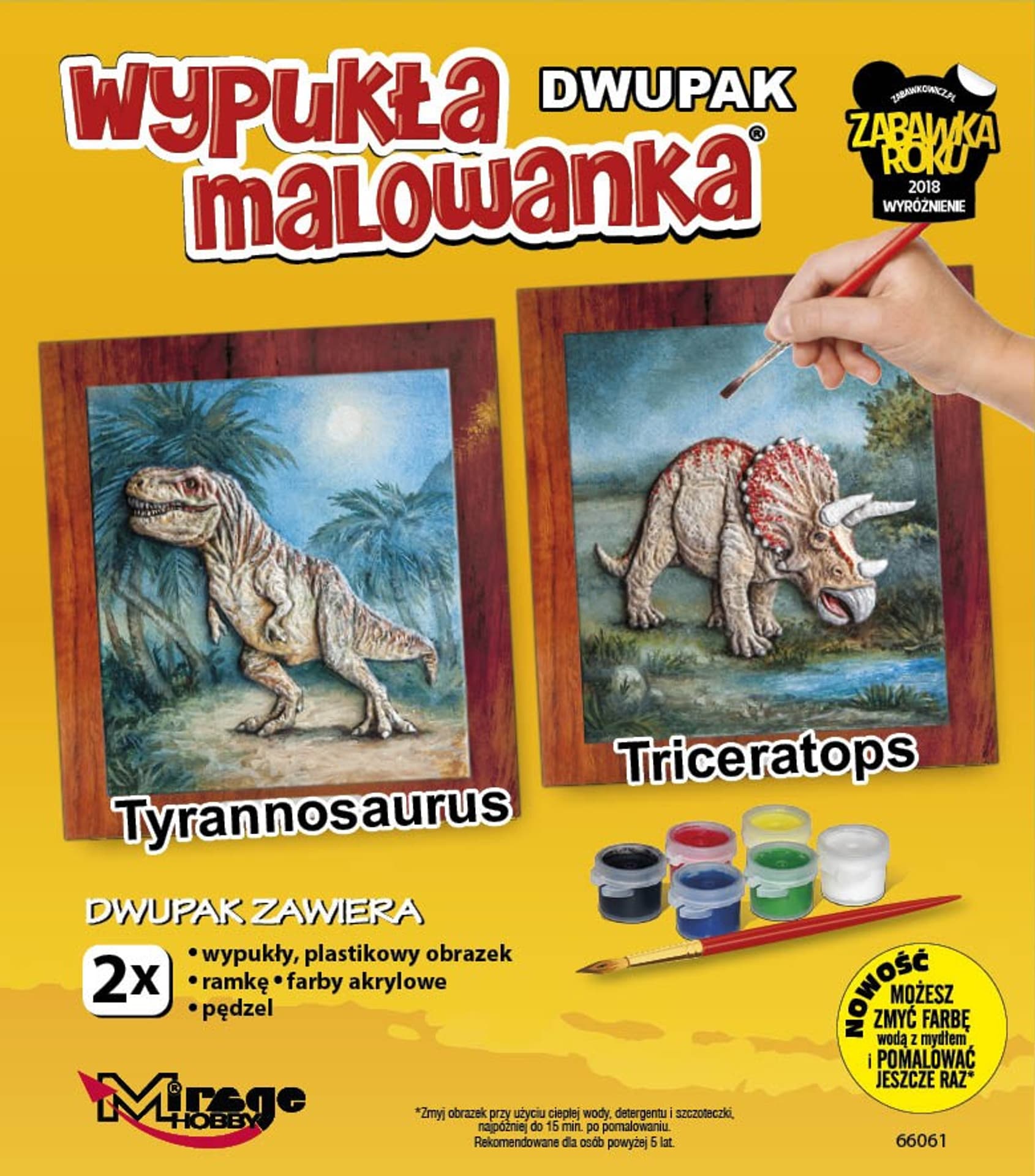

Wypukła malowanka Dwupak Dinozaury Tyrannosaurus-Triceratops
