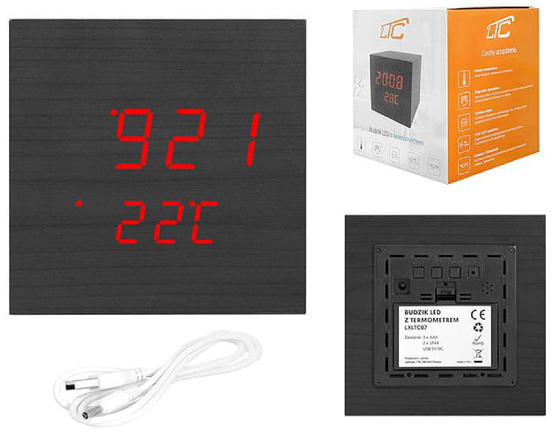 

Zegarek budzik kostka LED z termometrem LXLTC07