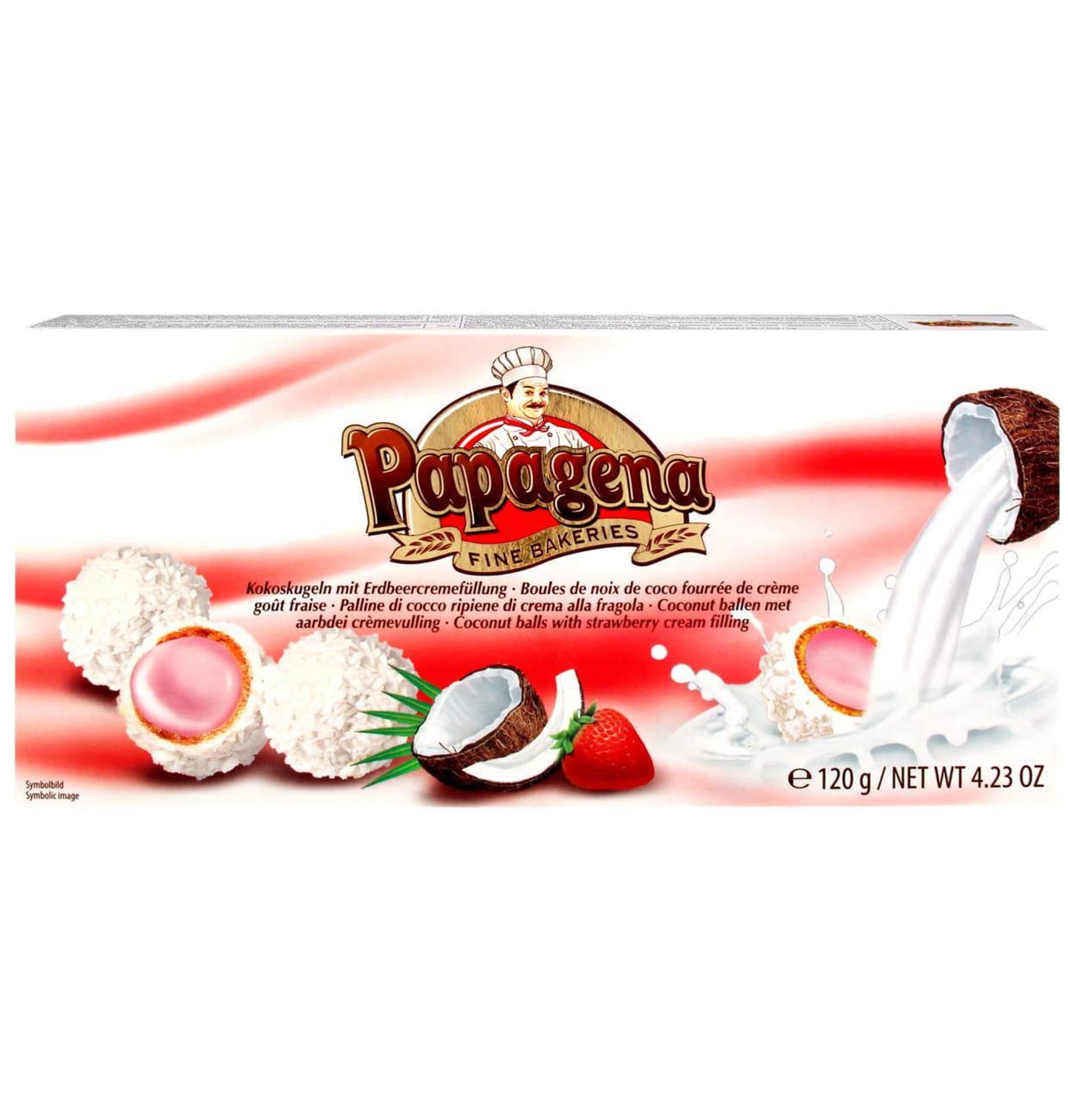 

Papagena Kulki Kokosowe z Kremem Truskawkowym 120 g