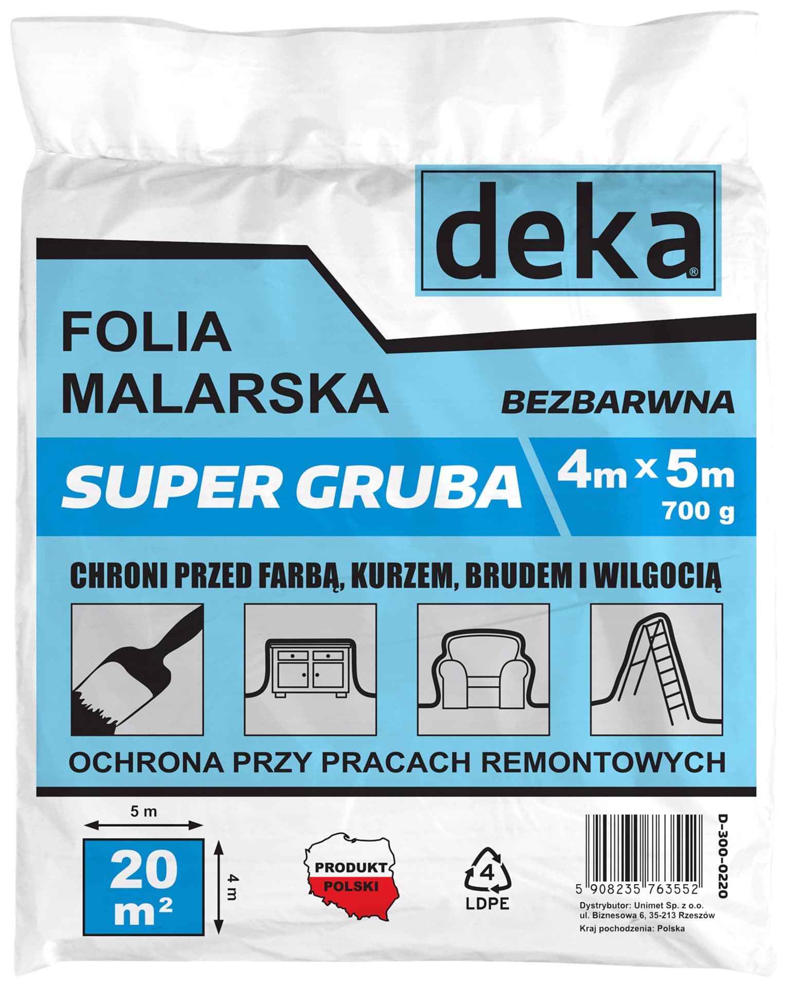 

FOLIA MALARSKA SUPER GRUBA BEZBARWNA 4*5M 700G