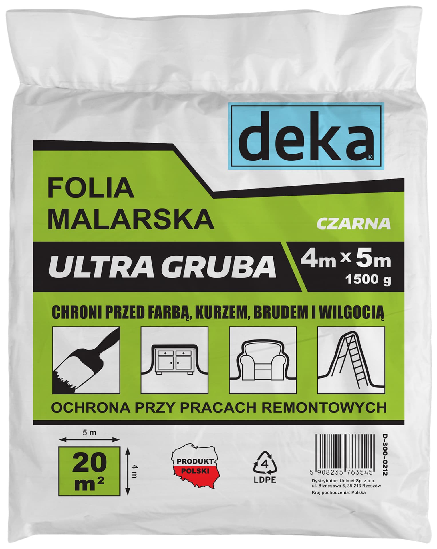 

FOLIA MALARSKA ULTRA GRUBA CZARNA 4*5M 1500G