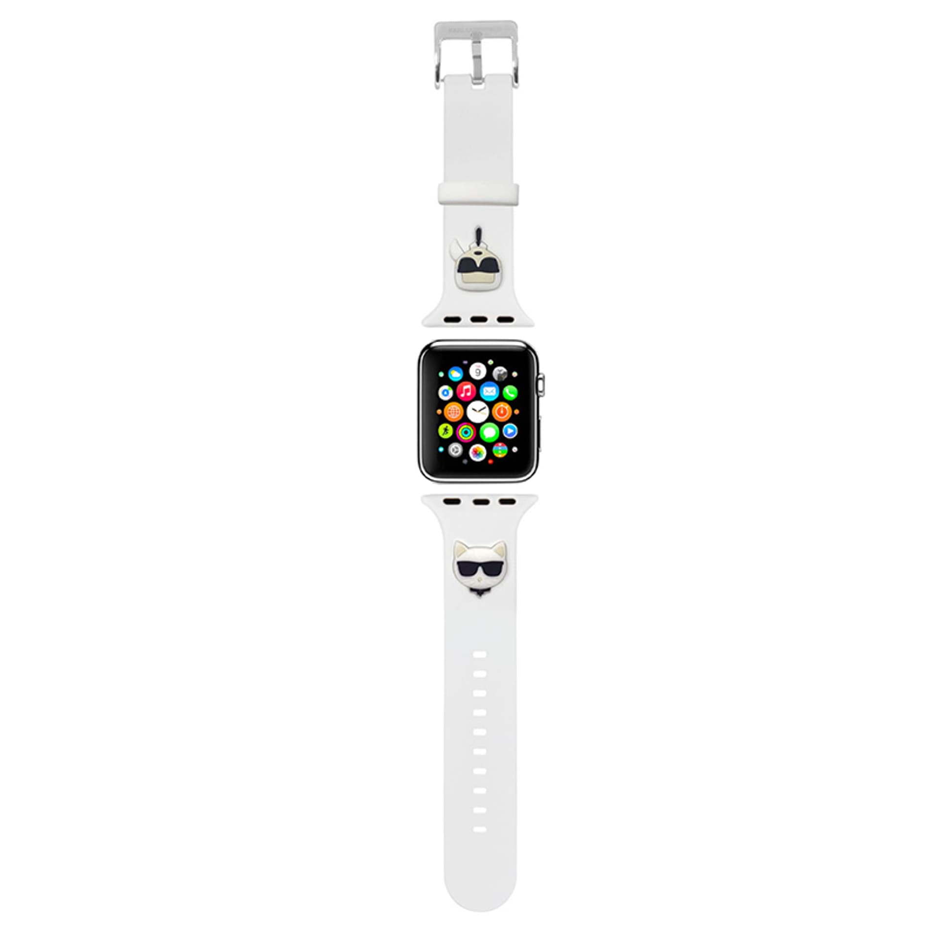 

Karl Lagerfeld Pasek KLAWLSLCKW Apple Watch 42/44/45mm biały/white strap Silicone Karl & Choupette Heads