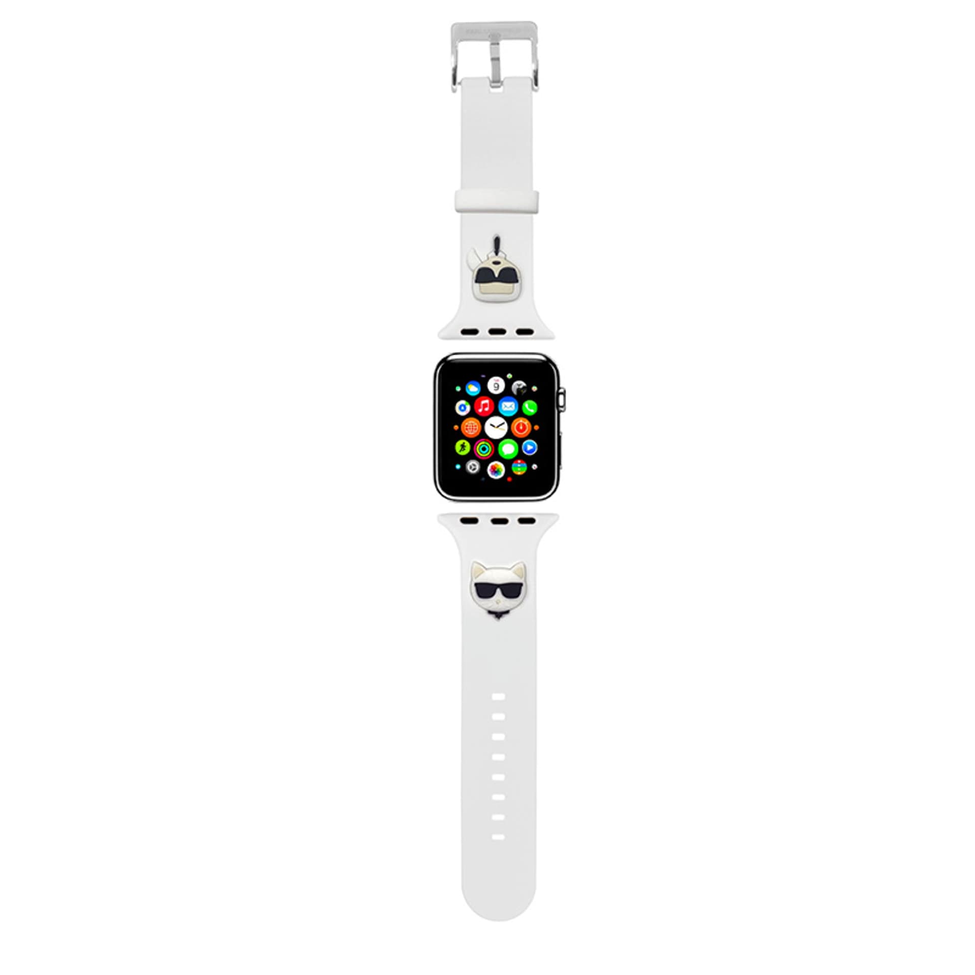 

Karl Lagerfeld Pasek KLAWMSLCKW Apple Watch 38/40/41mm biały/white strap Silicone Karl & Choupette Heads