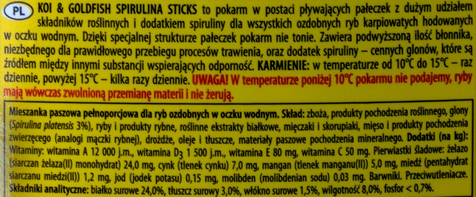 

TROPICAL KOI&GOLDFISH SPIRULINA STICKS 5L/430G
