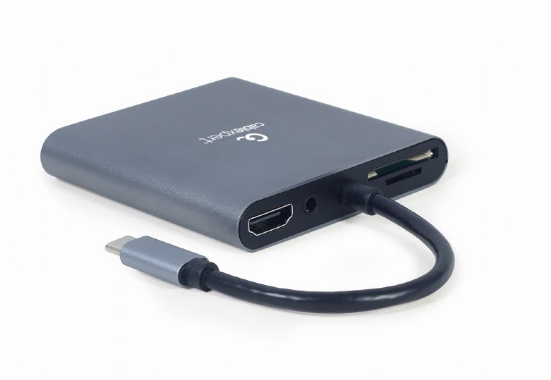 

GEMBIRD MULTI ADAPTER USB TYP-C 6 W 1 (HUB3.1 + HDMI + VGA + PD + CZYTNIK KART + DŹWIĘK STEREO), SZARY, Hub3.1 + hdmi + vga + pd + czytnik kart + dźwięk stereo)/szar
