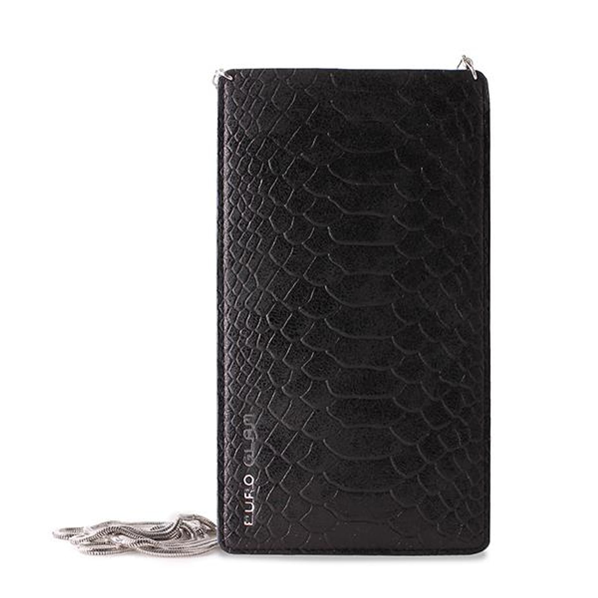 

PURO GLAM Chain - Etui uniwersalne do smartfonów z 2 kieszeniami na karty w/sliver chain XXL (czarny)