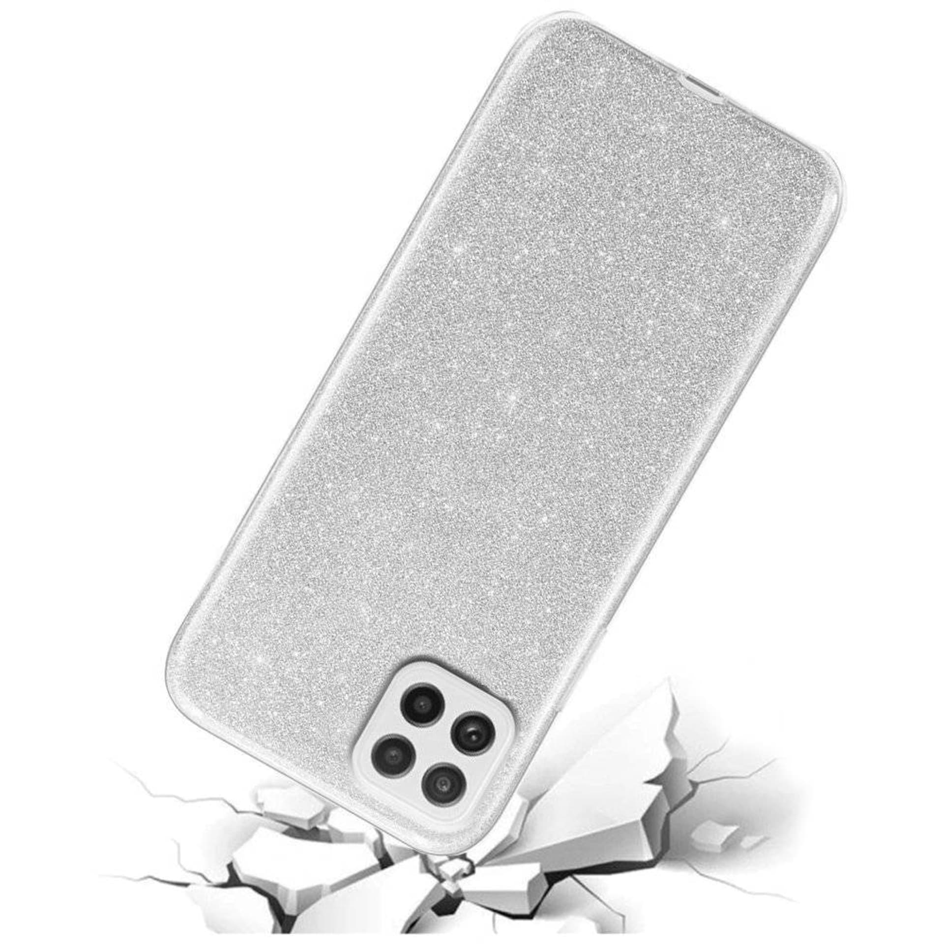

Etui SAMSUNG GALAXY A22 5G Brokat Glitter srebrne