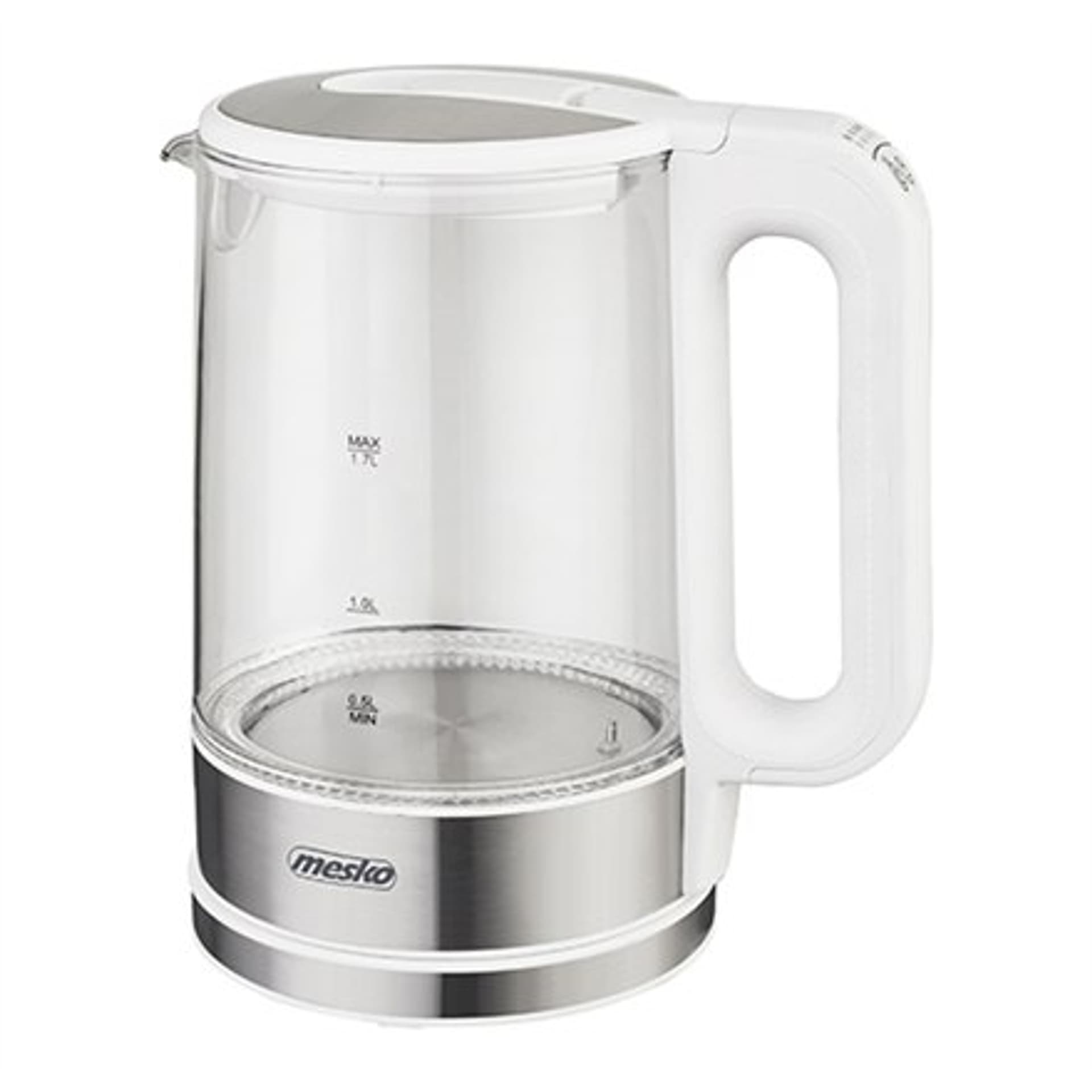 

Mesko Kettle MS 1301w Electric, 1850 W, 1.7 L, Glass/Stainless steel, 360° rotational base, White