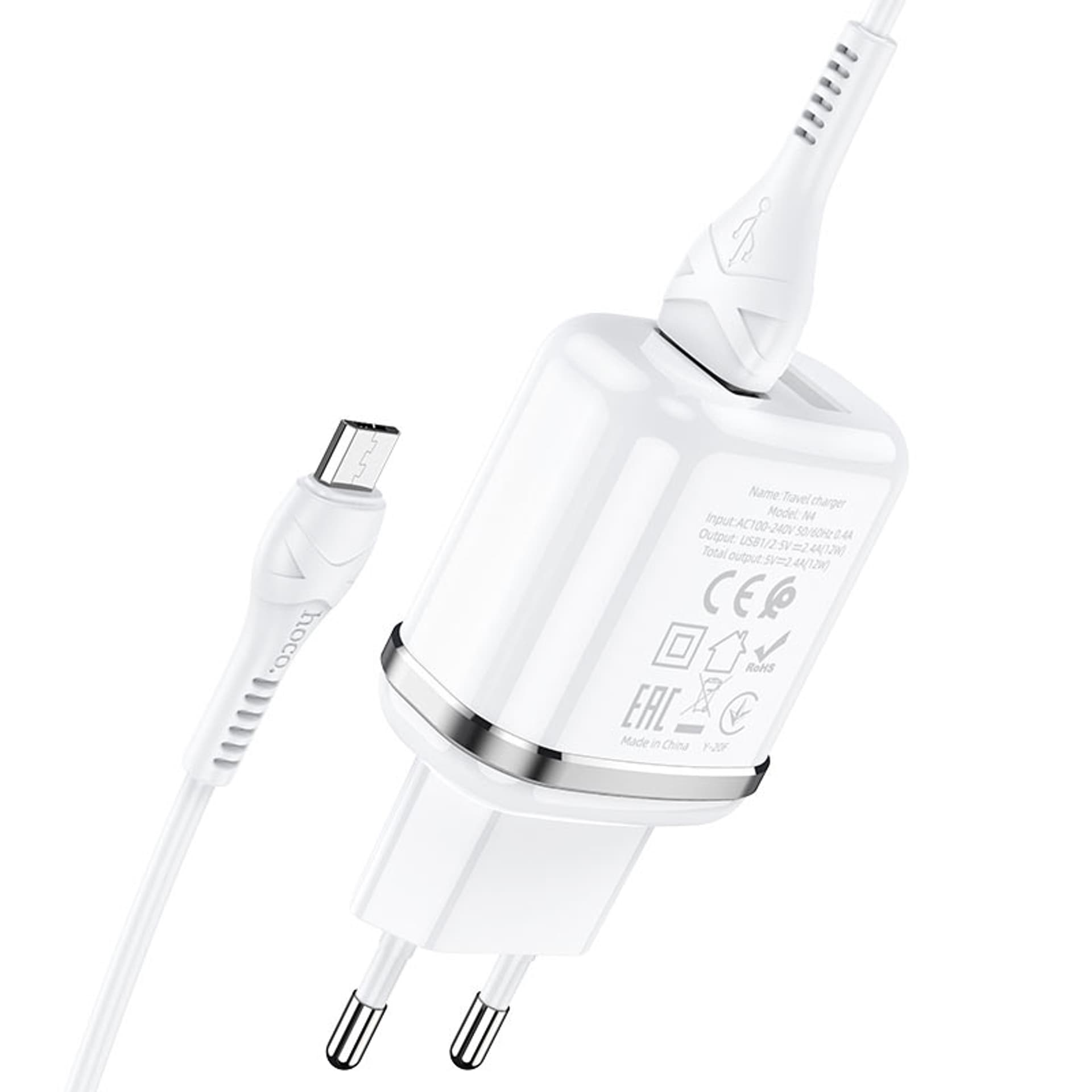 

Ładowarka Sieciowa 2,4A 2xUSB + Kabel 1m Micro USB Hoco N4 Smart Dual USB biała