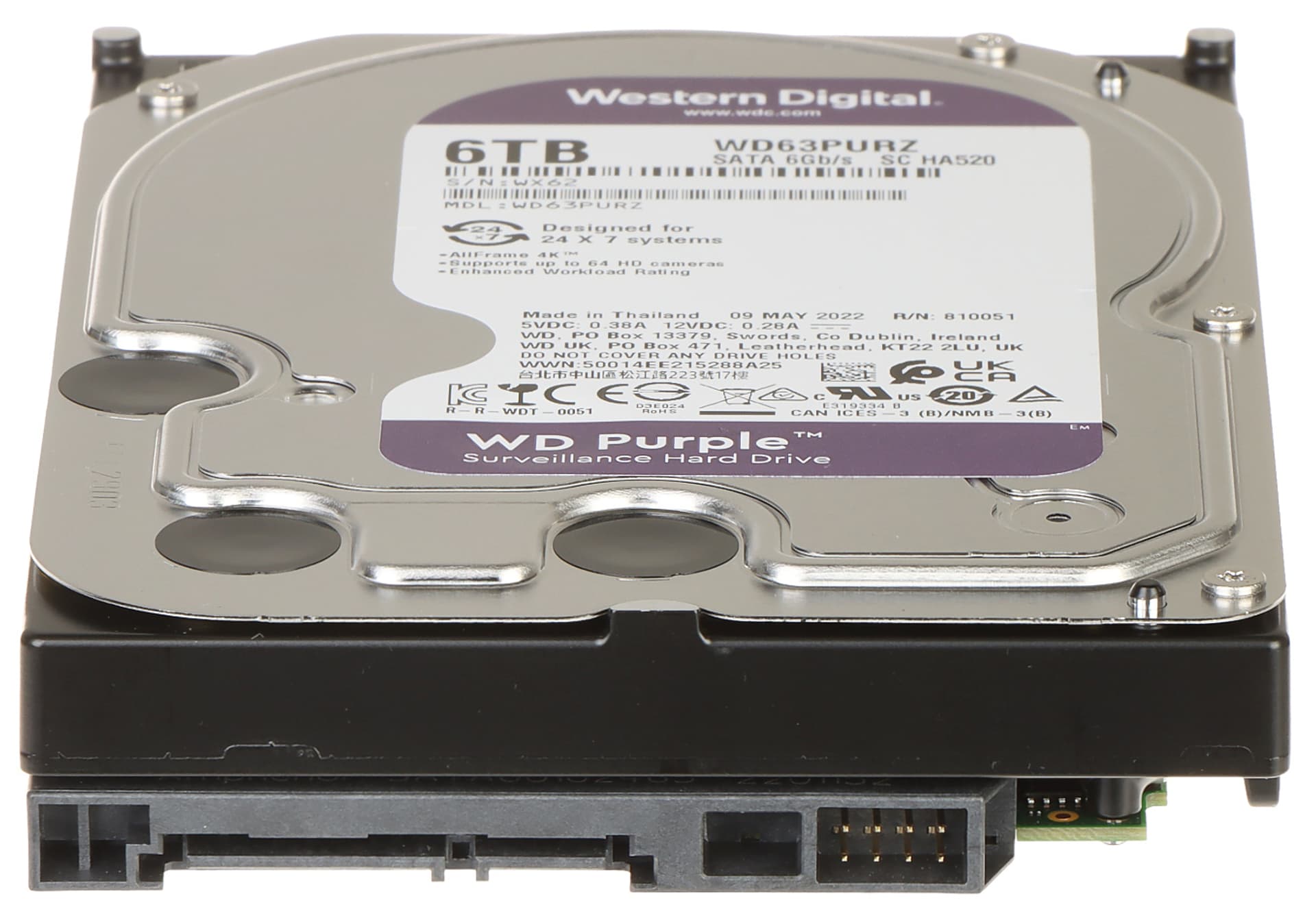 

DYSK DO REJESTRATORA HDD-WD63PURZ 6TB 24/7 WESTERN DIGITAL