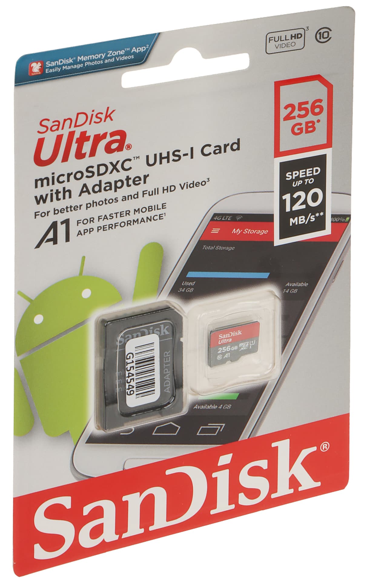 

KARTA PAMIĘCI SD-MICRO-10/256-SANDISK microSD UHS-I, SDXC 256 GB SANDISK