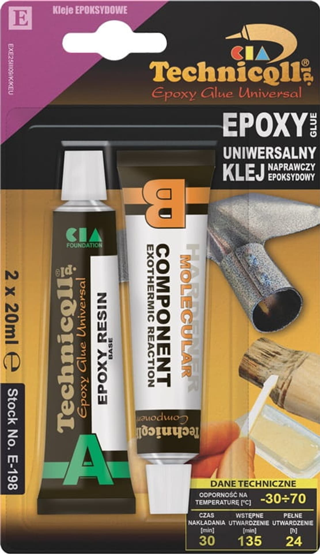 

Klej bezbarwny epoksydowy dwuskładnikowy 2x 20ml E-198