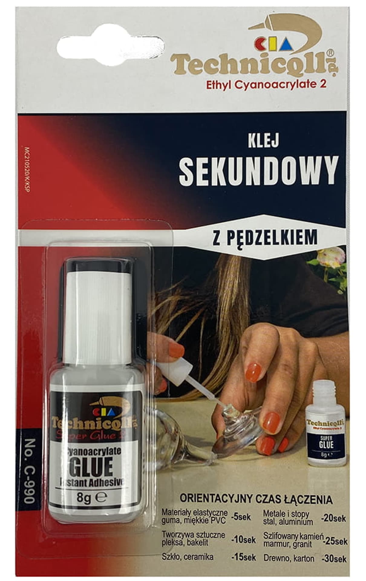 

Klej sekundowy i pędzelek Błyskawiczny uniwersalny C-990
