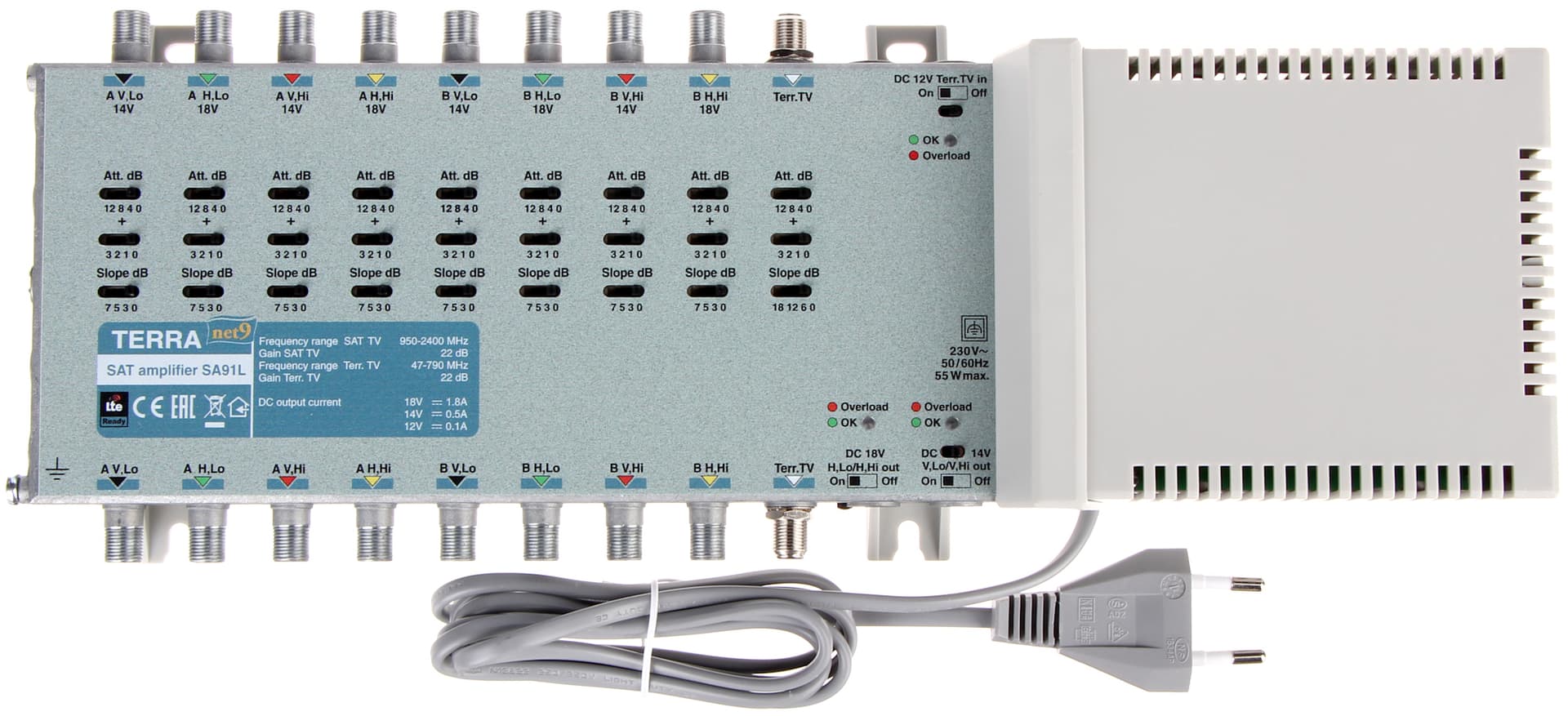 

WZMACNIACZ DO MULTISWITCHY SA-91L 9 WEJŚĆ / 9 WYJŚĆ TERRA