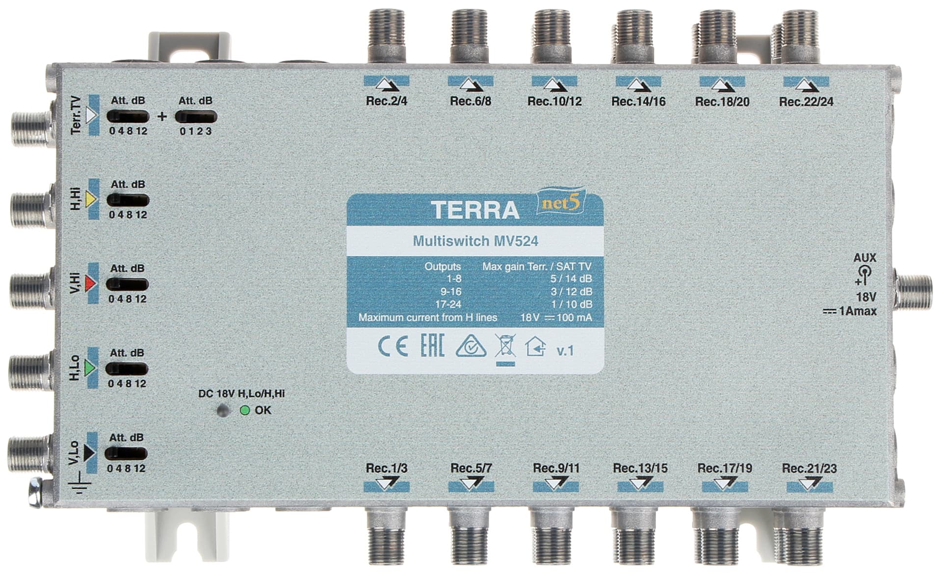 

MULTISWITCH MV-524 5 WEJŚĆ/24 WYJŚCIA TERRA