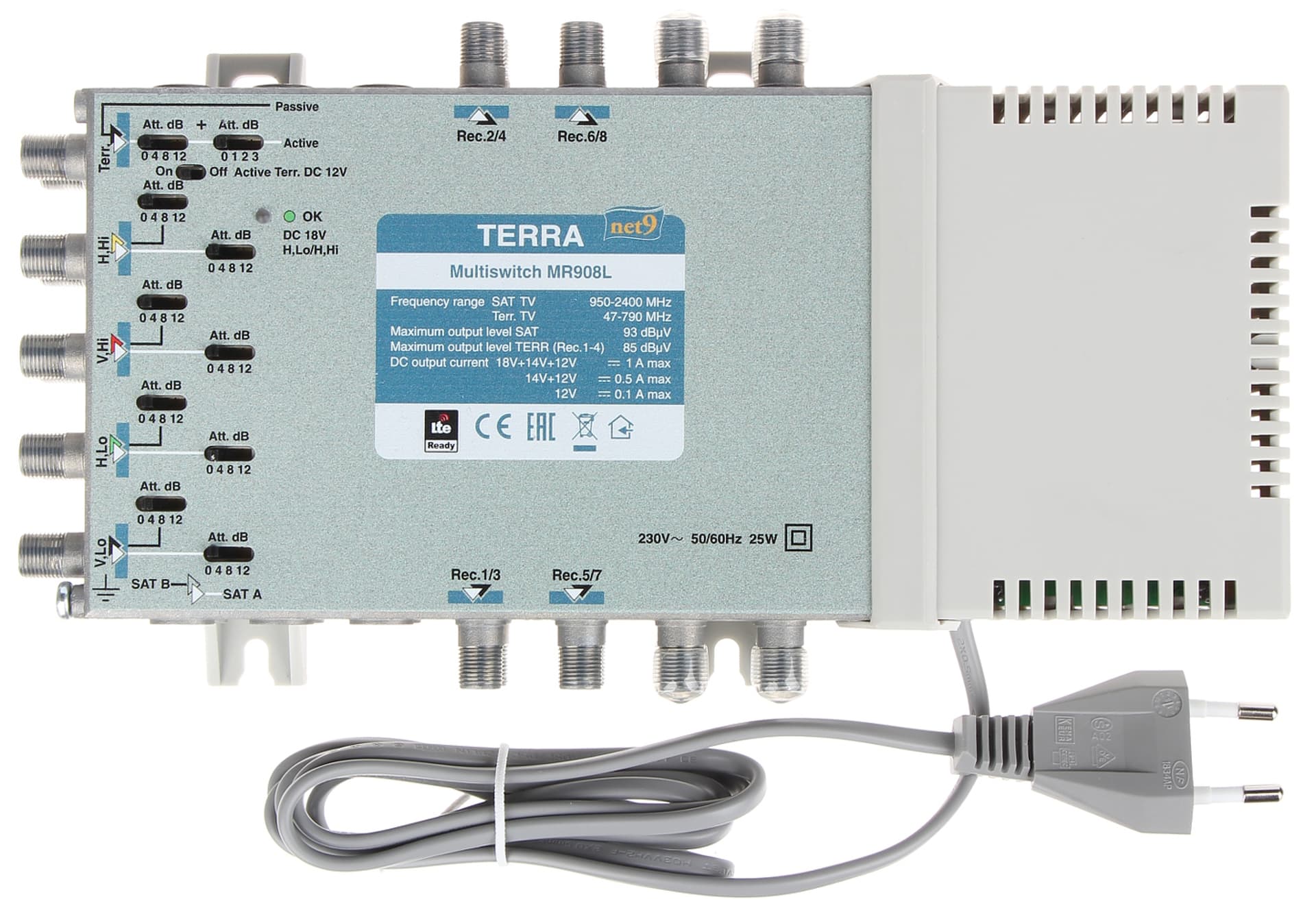 

MULTISWITCH MR-908L 9 WEJŚĆ / 8 WYJŚĆ TERRA