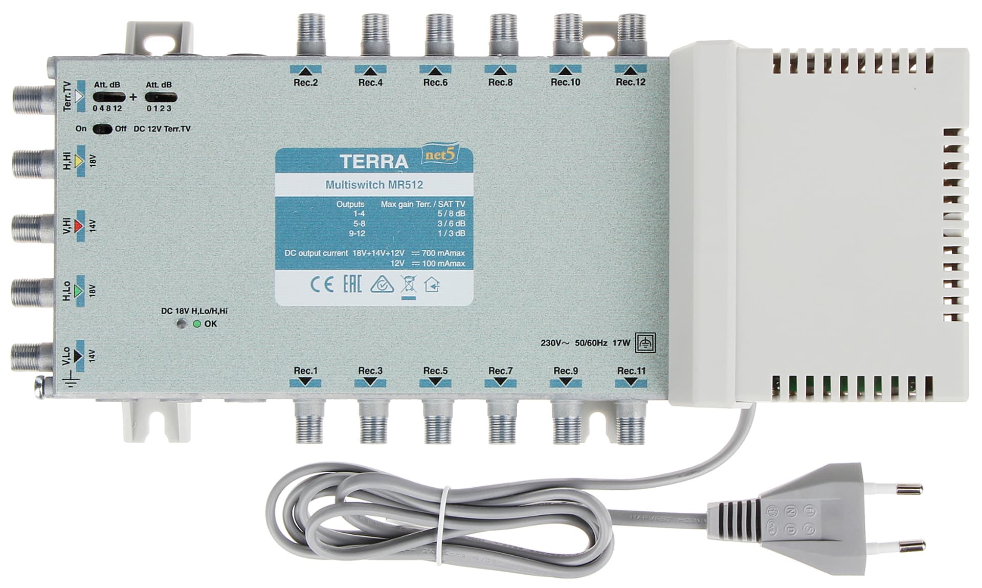 

MULTISWITCH MR-512 5 WEJŚĆ / 12 WYJŚĆ TERRA