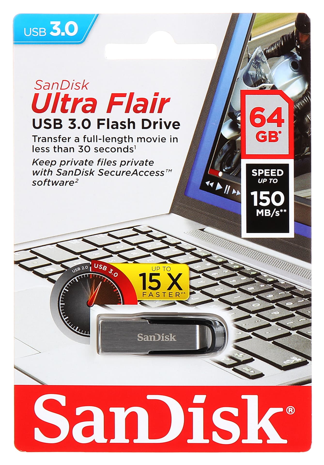 

PENDRIVE FD-64/ULTRAFLAIR-SANDISK 64 GB USB 3.0 SANDISK