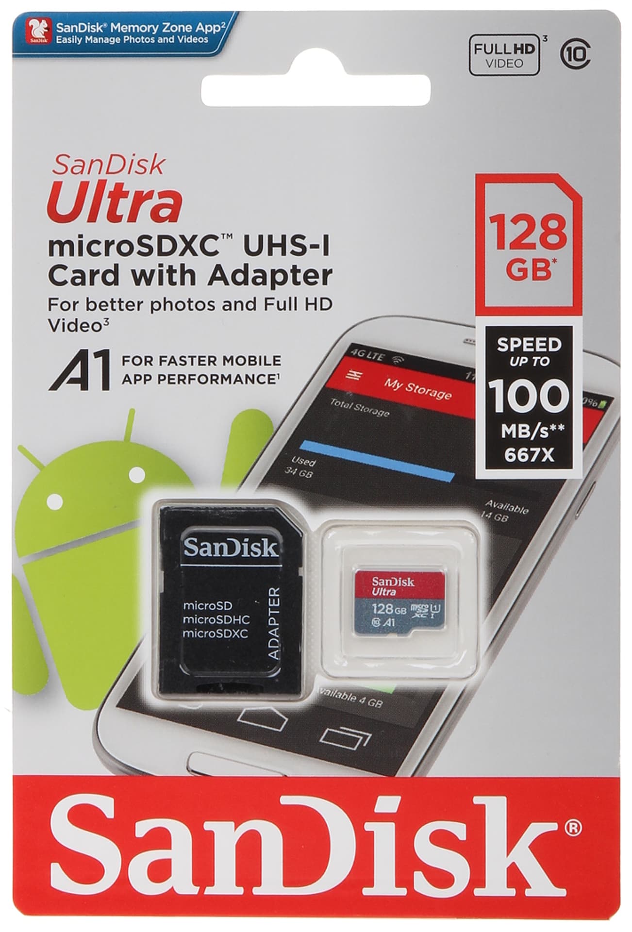 

KARTA PAMIĘCI SD-MICRO-10/128-SAND microSD UHS-I, SDXC 128 GB SANDISK