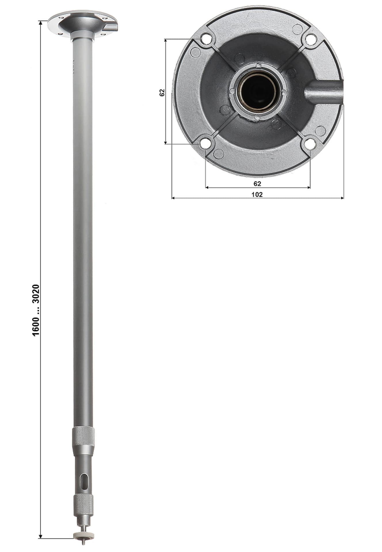 

TELESKOPOWY UCHWYT SUFITOWY KAMERY BR-150X300
