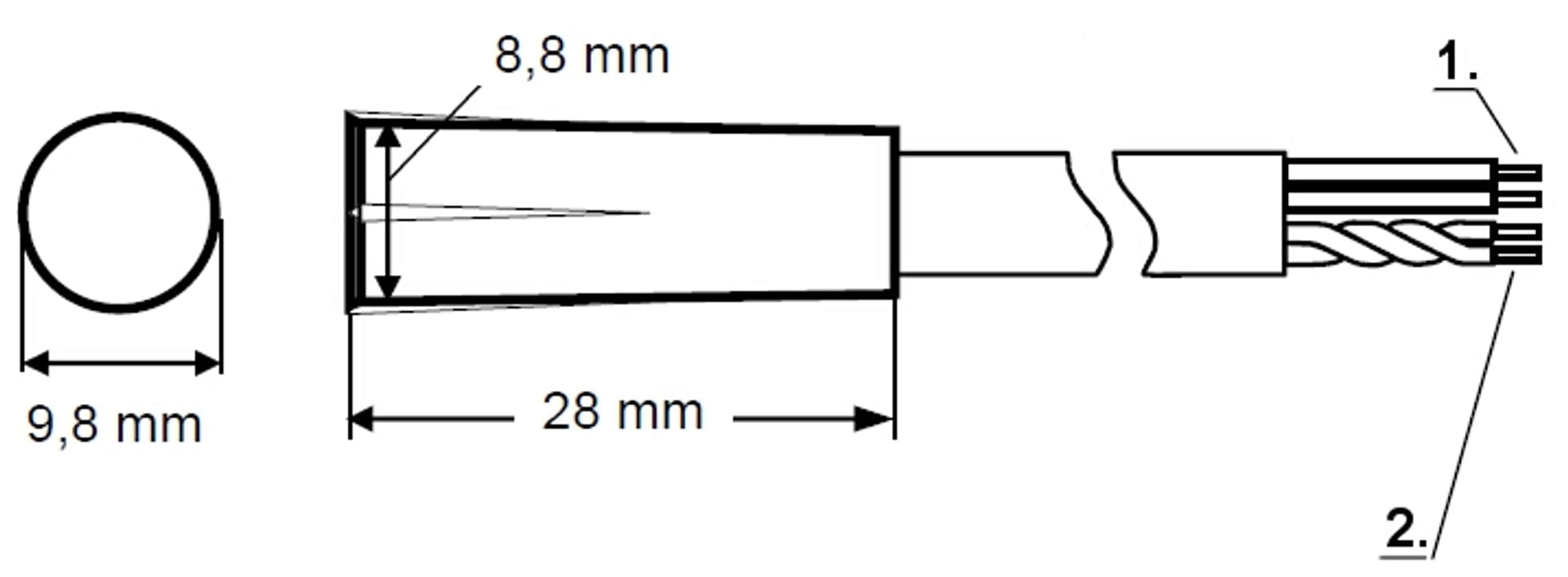 

Kontaktron czołowy z obwodem sabotażowym (biały) S-2