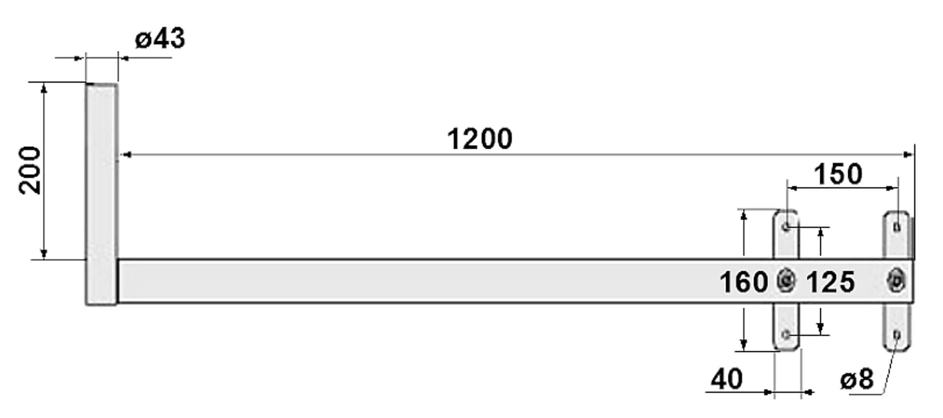 

UCHWYT MUROWY BOCZNY UML-43H120