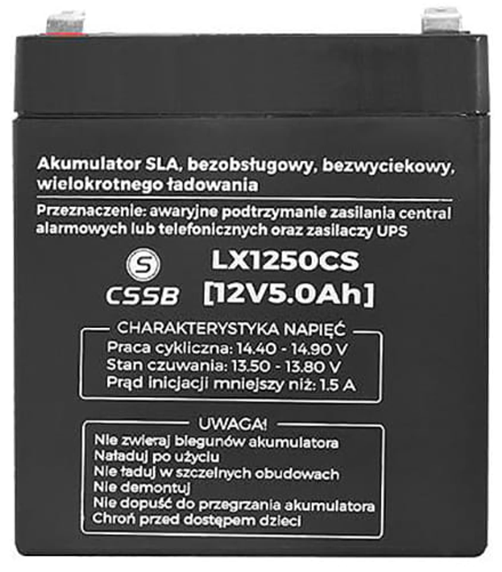 

Akumulator żelowy 12V, 5Ah LX1250CS bezwyciekowy